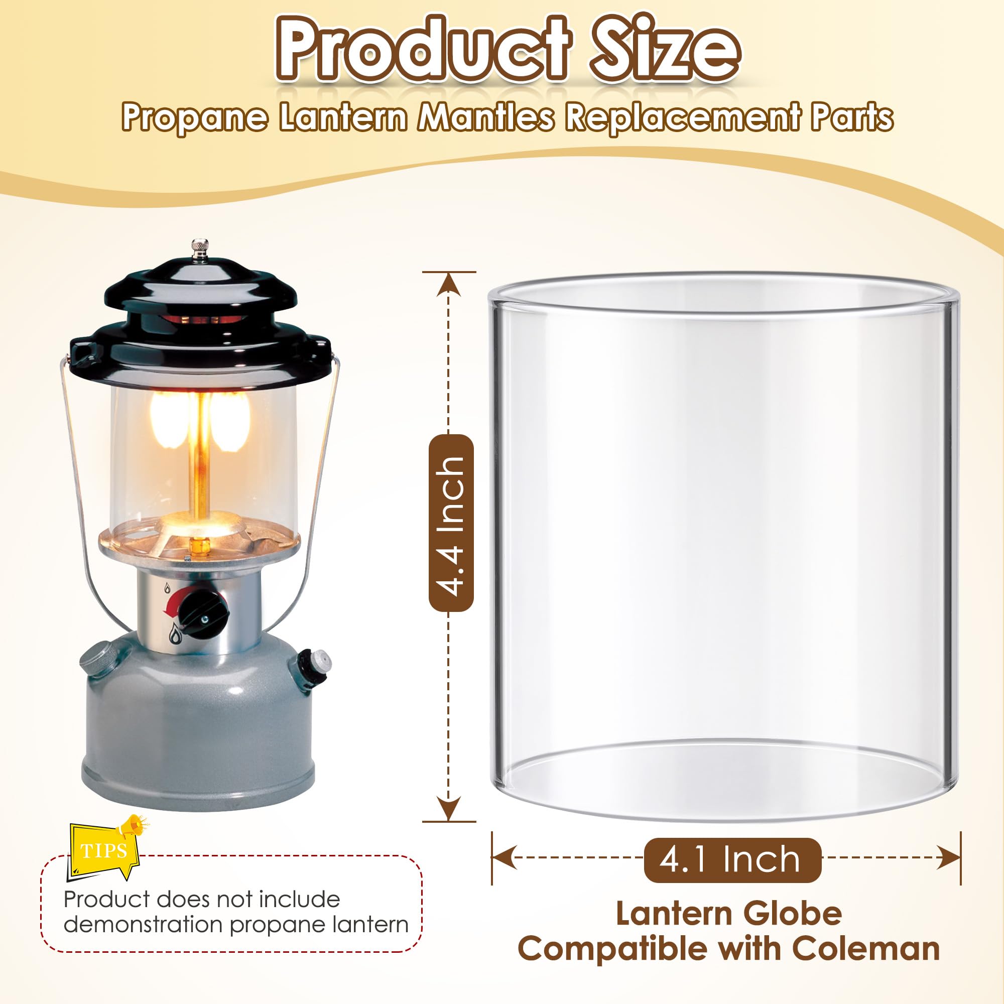 Coleman Lantern Glass Globe Replacement - Clear Propane Lantern Mantles for Outdoor Camping, Hiking & Emergency Lighting - Compatible with Coleman Fueled Lanterns - Durable Reusable Lantern Parts