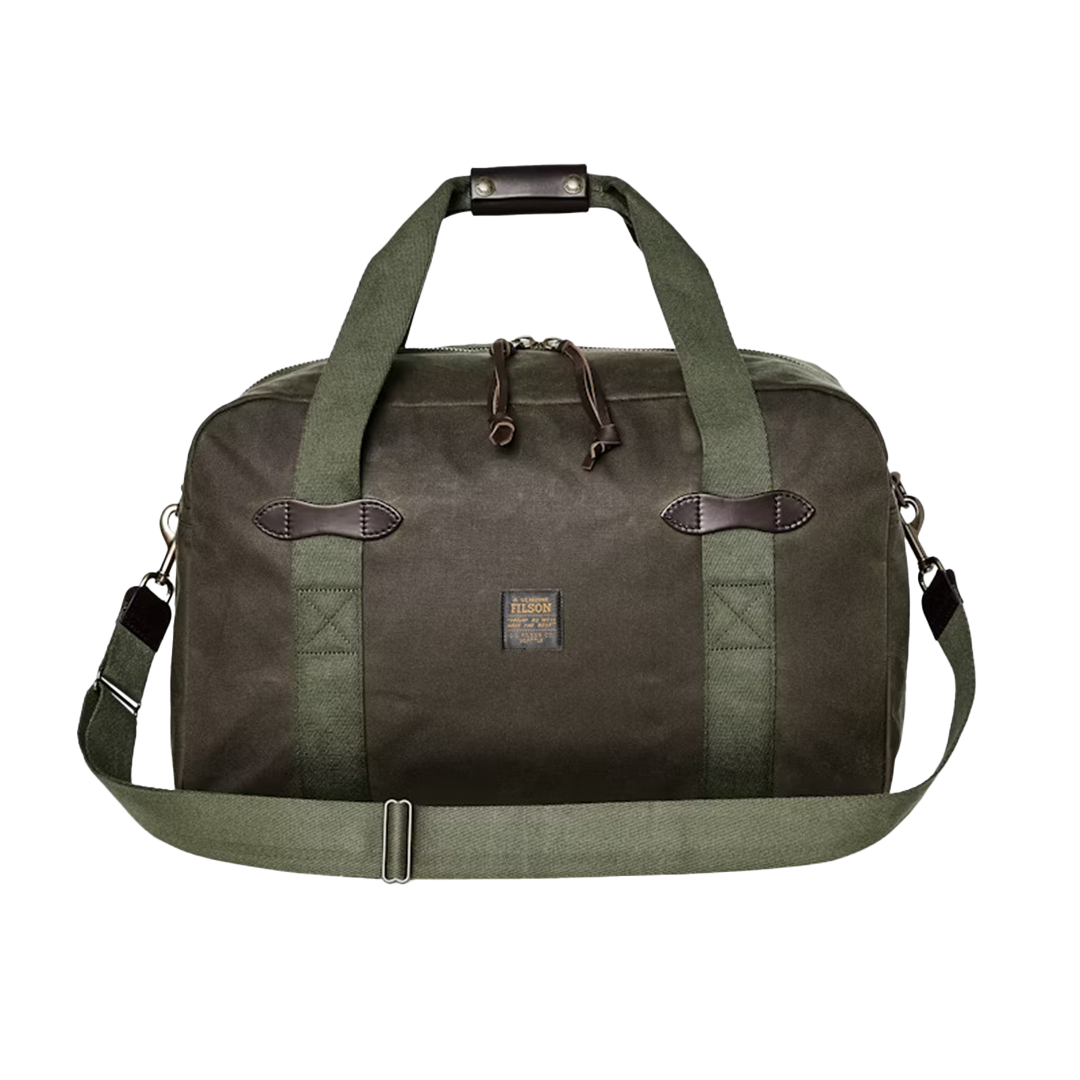 Filson Medium Tin Cloth Duffle Bag - Waterproof Otter Green Travel Duffel for Outdoor Adventures & Weekend Getaways