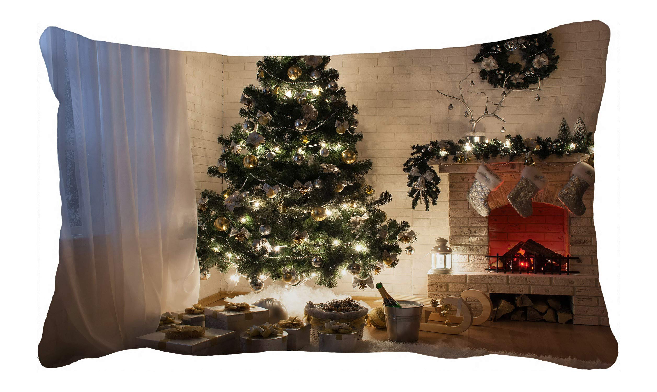 ECZJNT New Year Decorative Pillow Cover 20x30 Inch - Holiday Home Decor for Sofa, Bed, Couch & Christmas Party Decorations