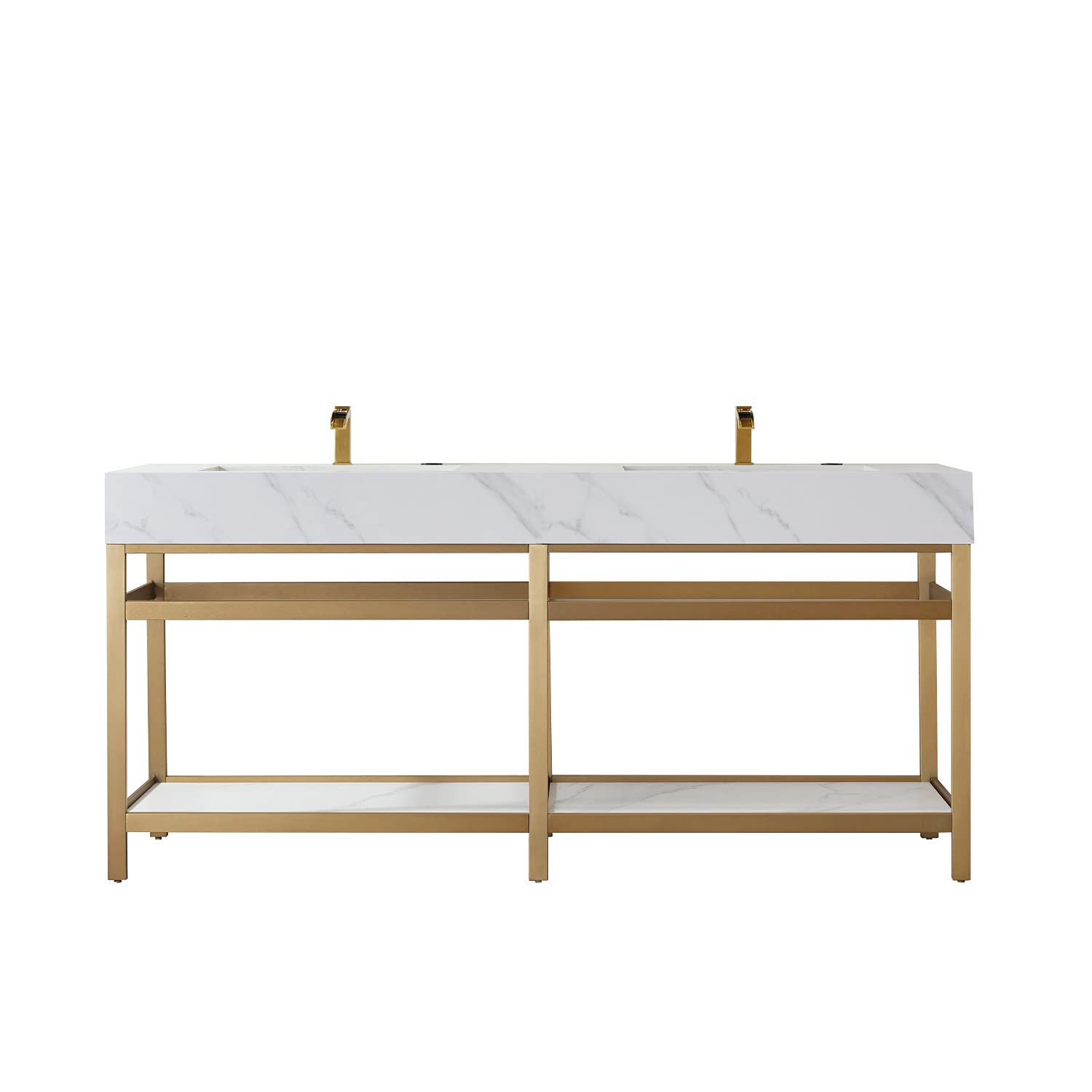 Vinnova Bilbao 36 Inch Bathroom Vanity with Soft-Close Drawers - Modern Brushed Gold Finish - Perfect for Master Bath, Guest Bath & Powder Room Remodeling