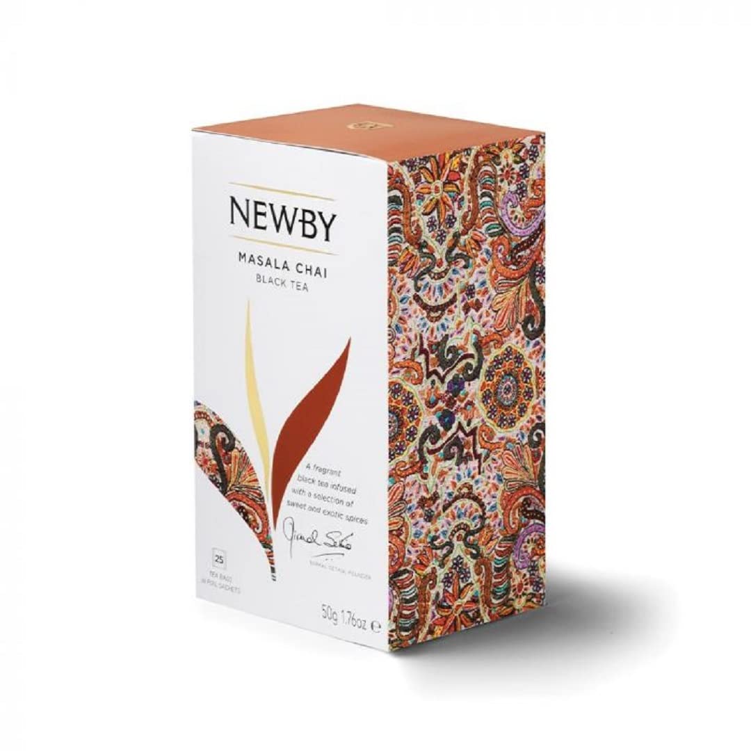 Premium Newby Masala Chai Black Tea - 25 Individually Wrapped Tea Bags | Authentic Indian Spiced Tea Blend | Perfect for Morning Boost, Afternoon Relaxation & Chai Latte Making