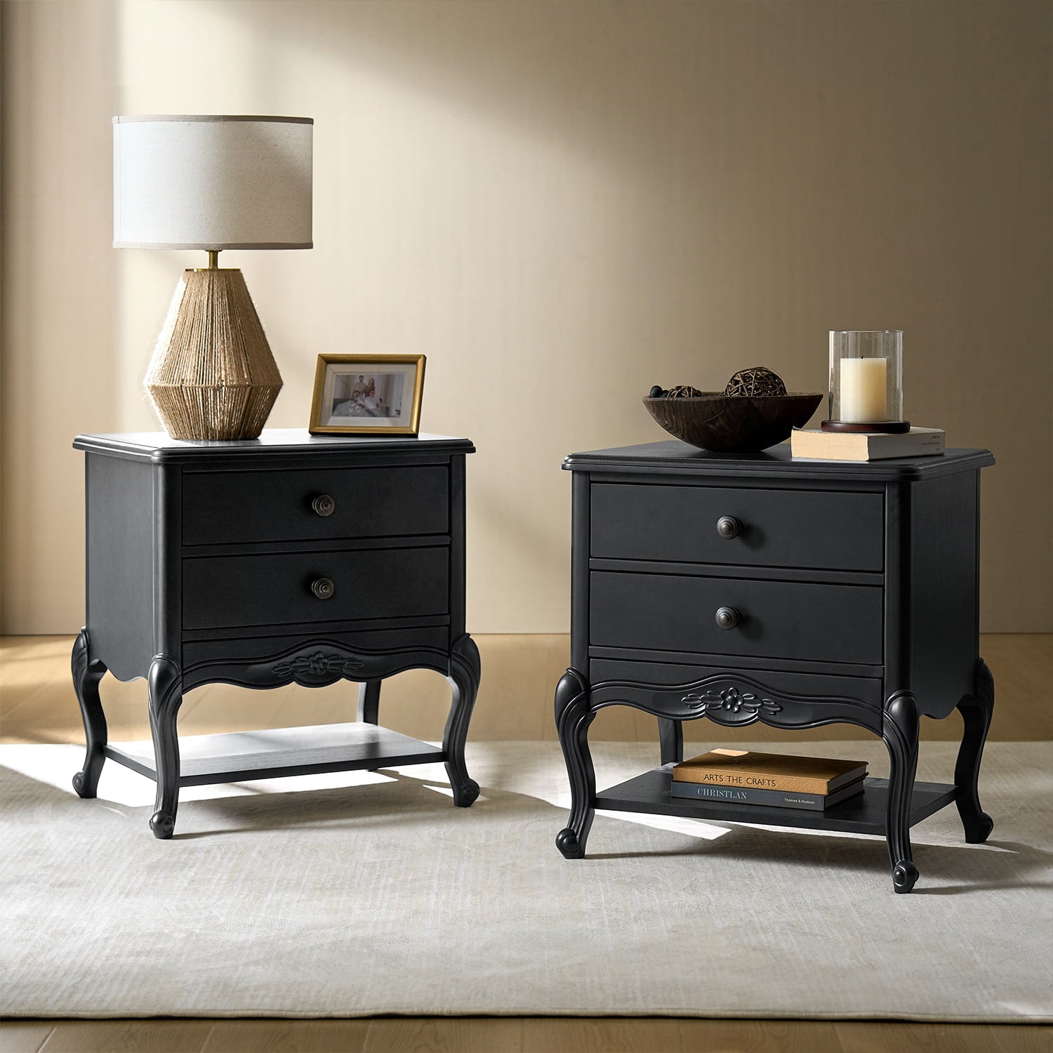 Nina Modern Nightstand with Hidden Drawer - Fully Assembled Bedside Table for Bedroom, Living Room & Office - Traditional Exquisite Design (Optional Types Available)