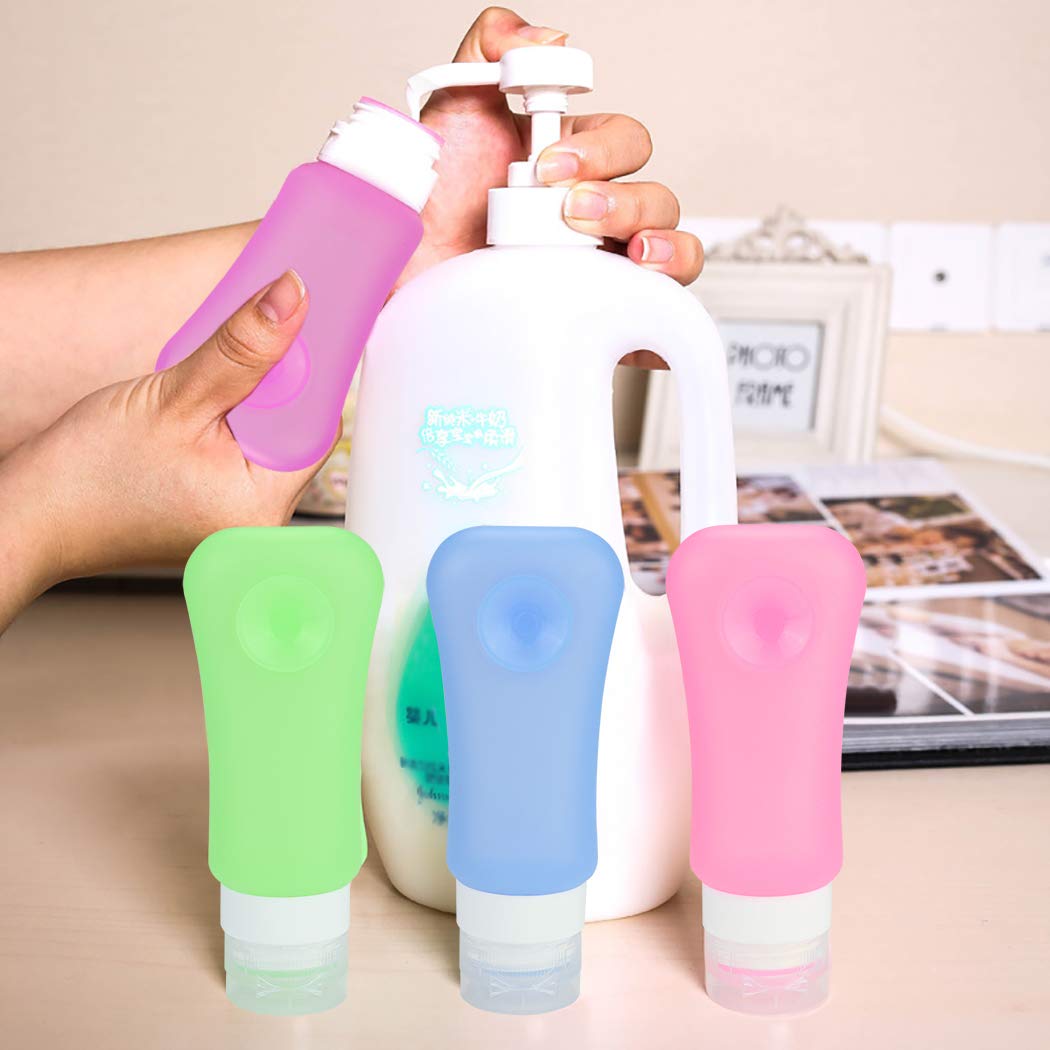 AOUTACC 5 Pack TSA Approved Travel Bottles Set - 3oz Leakproof Silicone Toiletry Containers for Shampoo, Lotion & Cosmetics | Portable Travel Size Bottles for Airplane, Camping & Gym Essentials