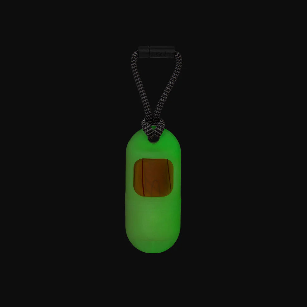 Glow In The Dark Dog Poop Bag Dispenser - Zee.Dog Refillable Waste Bag Holder for Nighttime Dog Walking & Cleanup