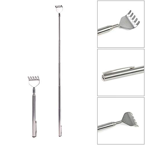 Somapa 2 Pack Extendable Telescopic Back Scratcher - Stainless Steel Hand Massage Tool (6.1 to 19.68 Inches) for Itch Relief & Relaxation - Perfect for Home, Office & Travel Use