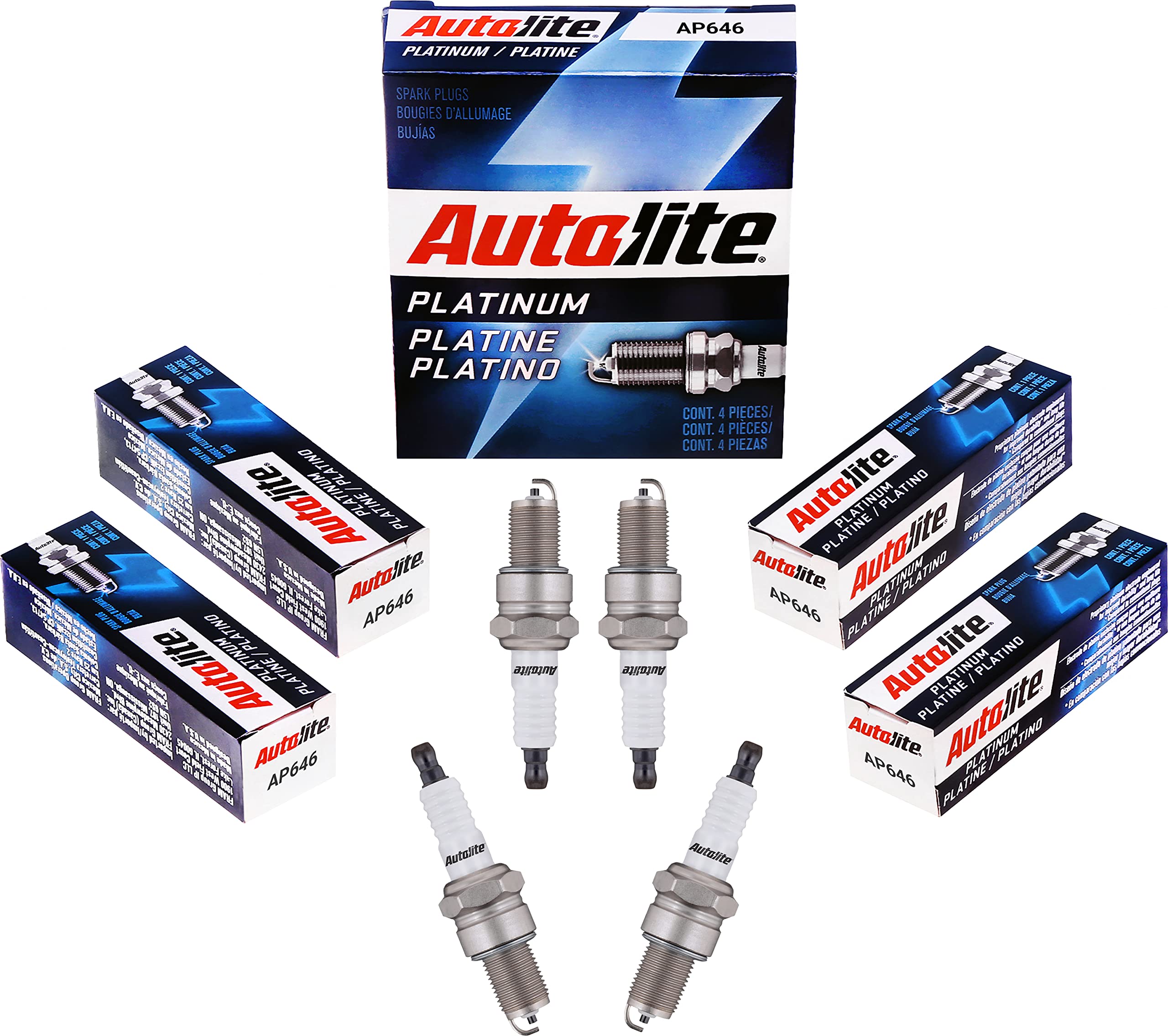 Autolite Platinum AP646 Spark Plugs - 4 Pack | High Performance Replacement Spark Plugs for Cars, Trucks & SUVs | Improves Fuel Efficiency & Engine Performance | Perfect for Daily Commuting & Road Trips