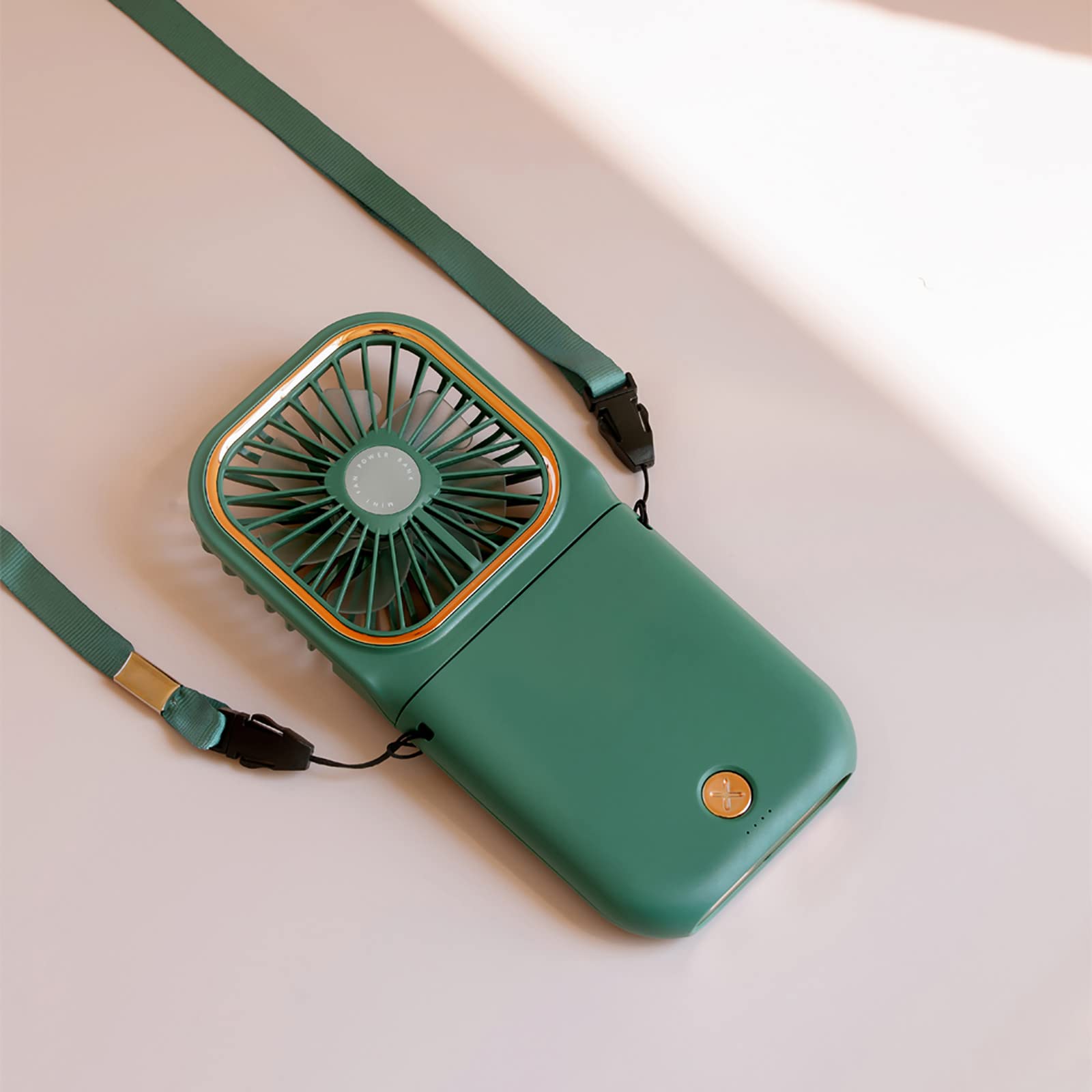 Portable USB Rechargeable Mini Folding Fan - 3 Speed Adjustable, Hanging & Desktop Use for Students, Office, Travel, Camping (Green) | Compact Personal Cooling Fan for Home, Dorm, Outdoor Activities