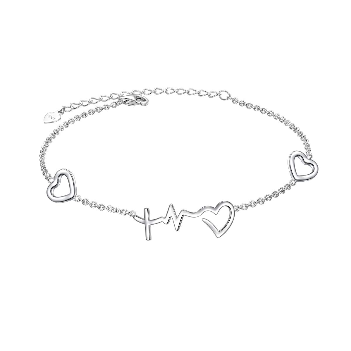 S925 Sterling Silver Faith Hope Love Cross Pendant Necklace & Bracelet Set - Christian Jewelry Gifts for Women, Birthday, Easter - Perfect for Church, Bible Study & Daily Wear