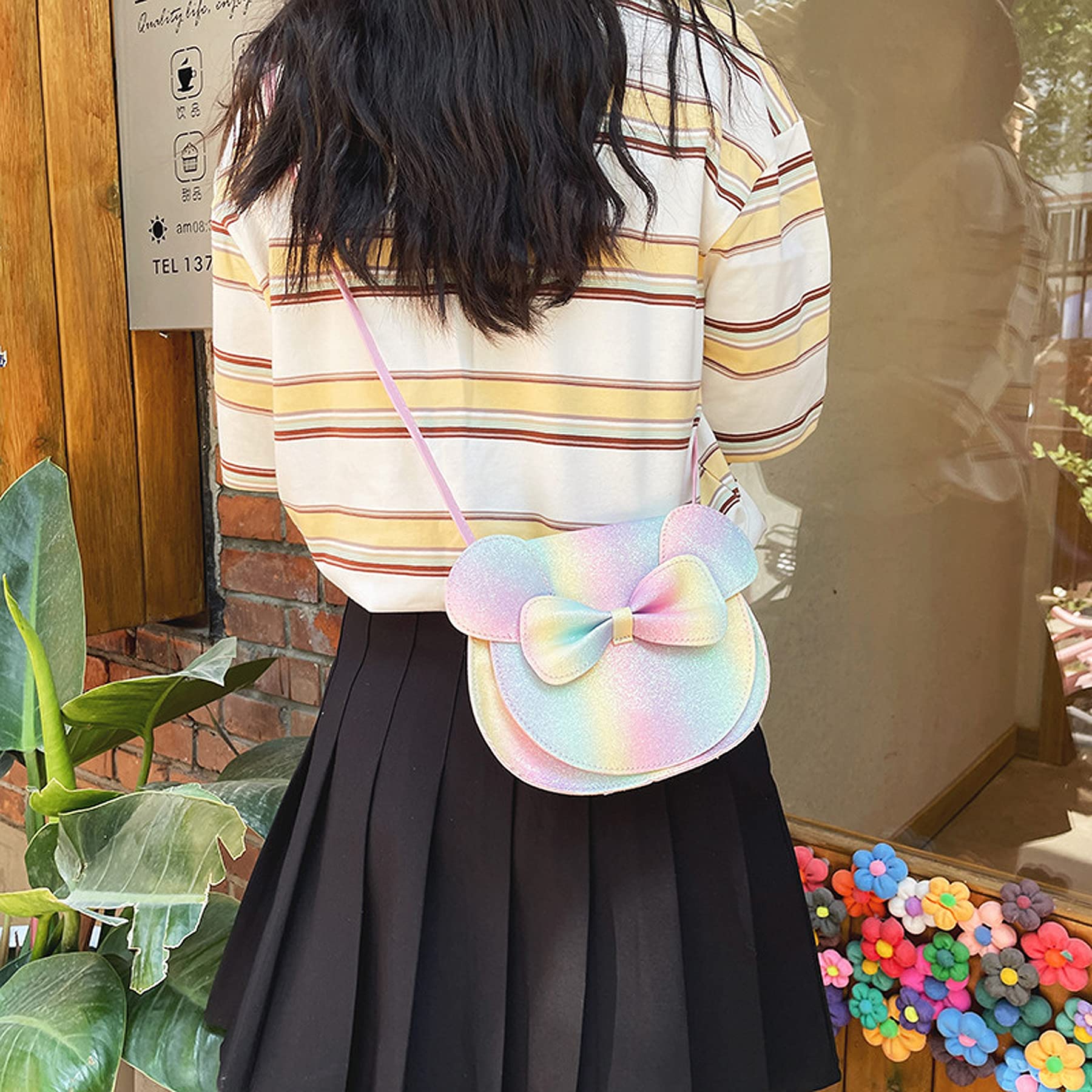 Bolley Joss Crossbody Purse - Cute Bowknot Shoulder Bag for Little Girls with Cartoon Mouse Ears | Perfect for School, Parties & Daily Use