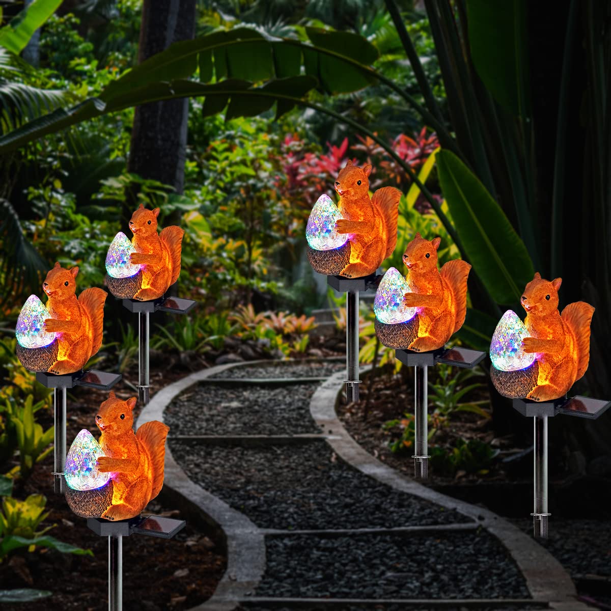 Solar Powered Squirrel Garden Lights - Waterproof LED Outdoor Pathway Lighting for Yard, Patio & Lawn Decor (1 Pack) | Perfect for Nighttime Landscape Illumination and Seasonal Outdoor Decoration