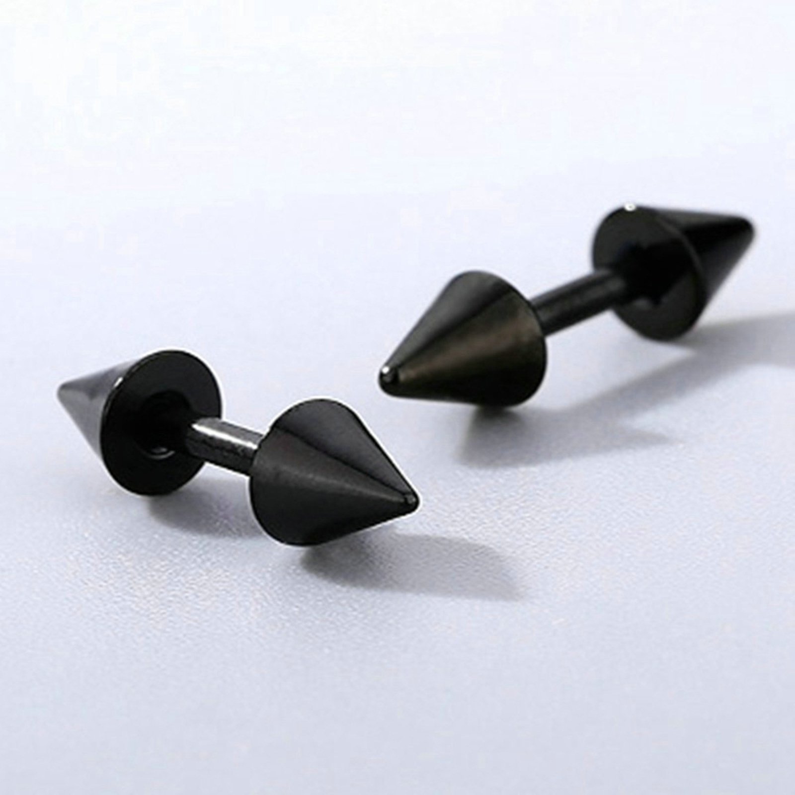 Black Stainless Steel Stud Earrings for Men & Women - Geometric Shape Ear Studs - Perfect for Casual Wear, Parties & Gifting