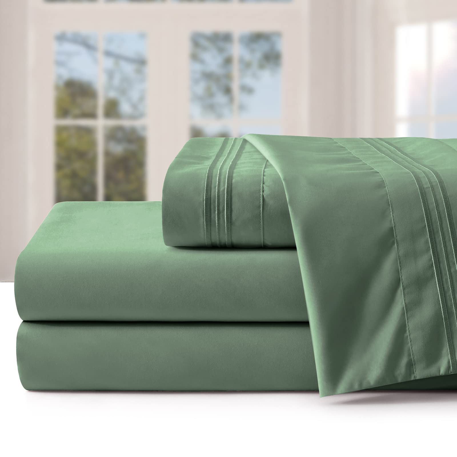 Luxury 1800 Thread Count Microfiber Deep Pocket Full Size Sheets Set - 4 Piece Bedding with Pillowcases for 10-16