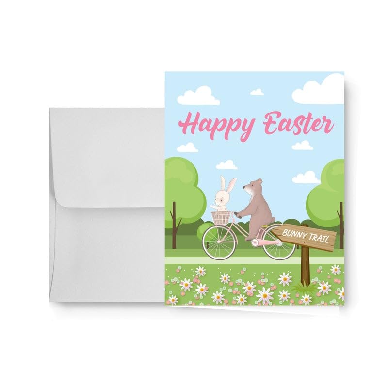 Happy Easter Greeting Cards 25pk - Bunny & Eggs Design for Party Favors
