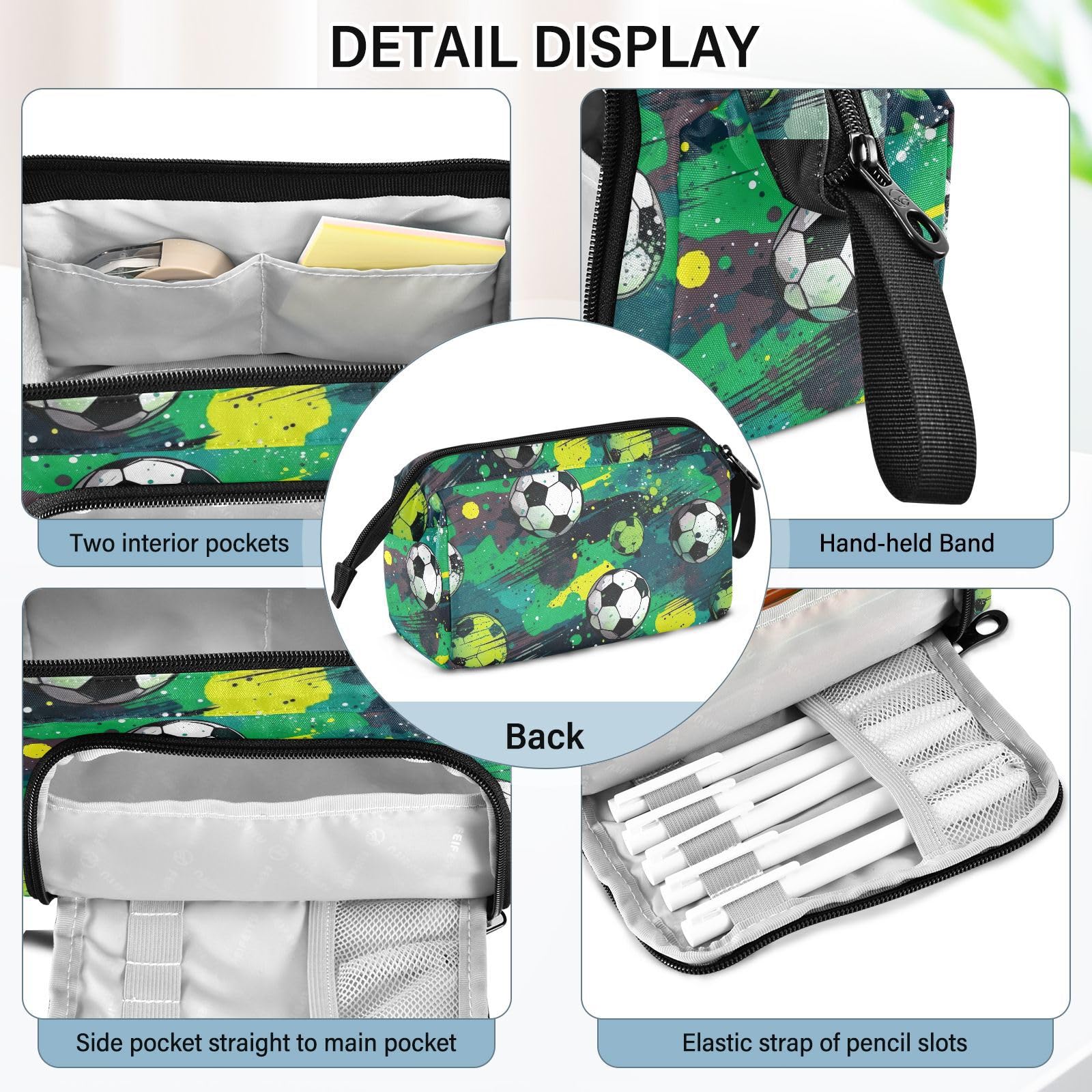 Premium Flying Soccer Ball Design Large Capacity Pencil Case - Portable Pen Organizer with Multiple Compartments for School, Office & Travel | Perfect for Teens, Girls, Boys & Adults | Back to School Supplies, College Essentials & Work Stationery Accessories