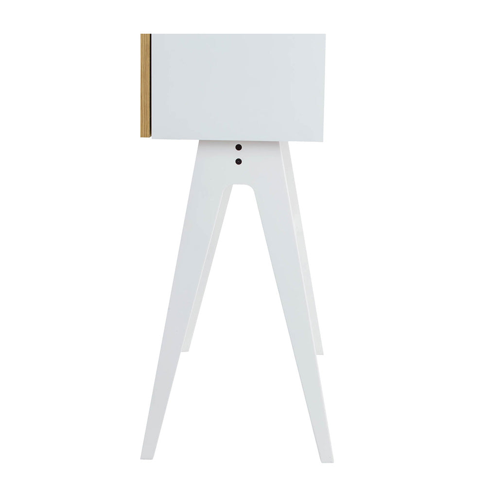 VALEN Study Desk 96cm White & Oak - Modern Writing Desk for Home Office, Student Study & Small Space Workstation