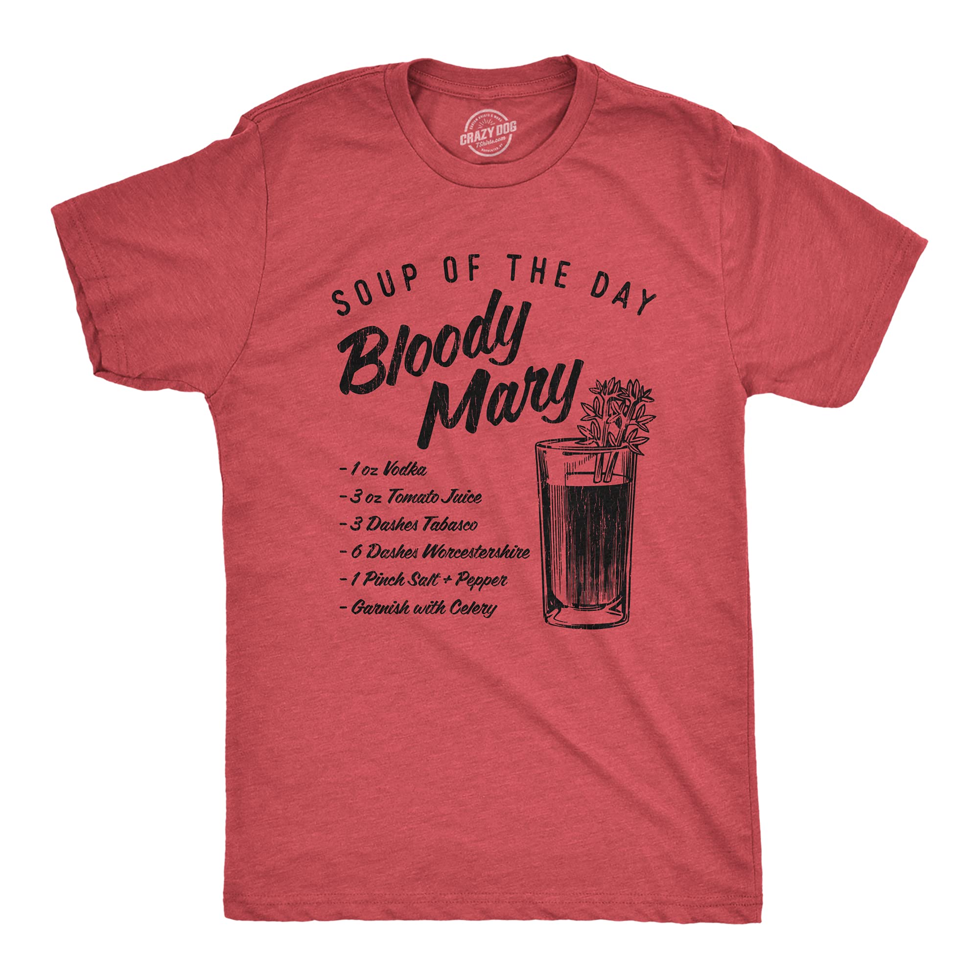 Funny Bloody Mary Cocktail Recipe Graphic T-Shirt for Men - Hilarious Mixed Drink Design - Perfect for Parties, Bars, and Casual Wear