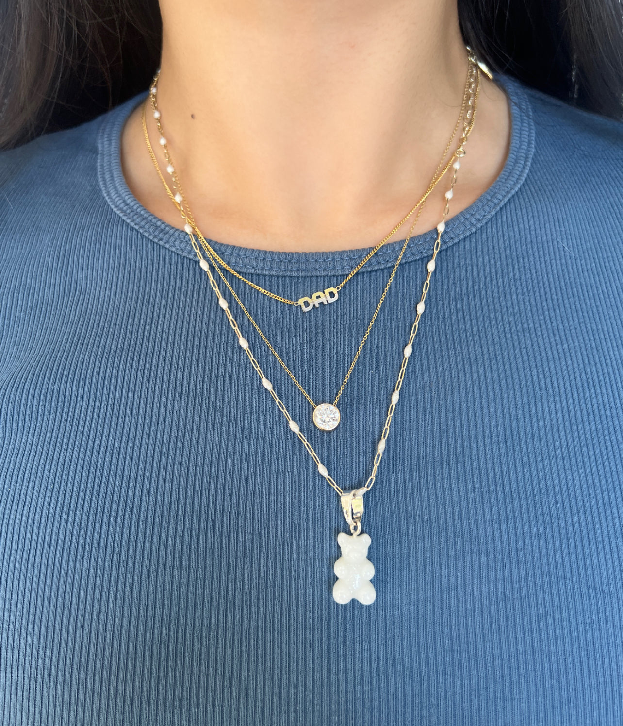Nostalgia Bear Glitter Pendant Necklace with Silver Connector - Perfect for Gifts, Parties & Everyday Jewelry