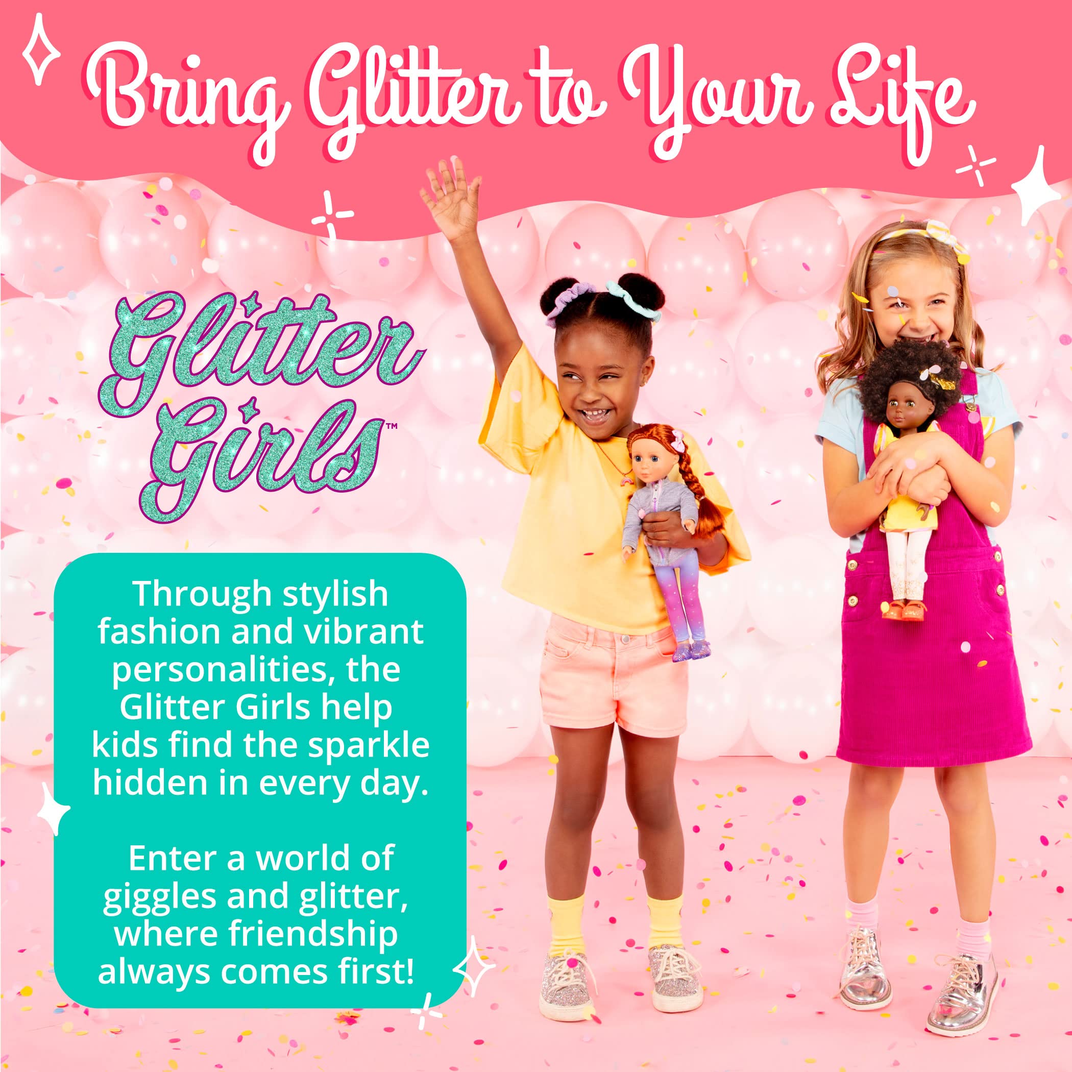Glitter Girls Twirls of Joy Ballerina Outfit with Hearts & Stars - Ballet Dress, Hair Elastics, Shoes for 14-inch Doll - Perfect Dress-Up Toy for Kids Ages 3+ - Great for Pretend Play, Birthday Gifts & Role-Playing Fun