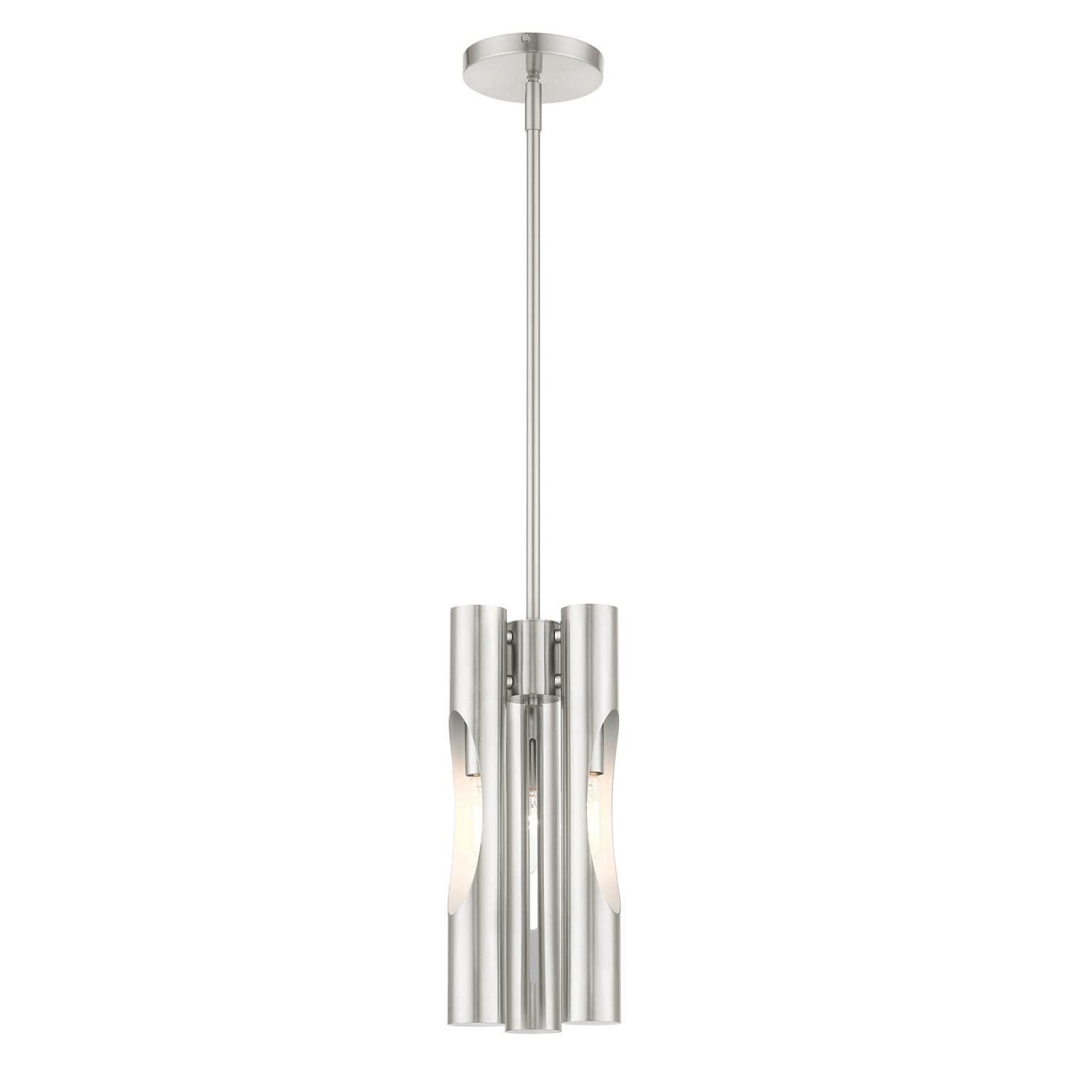 Livex Lighting Acra 3-Light Brushed Nickel Pendant Chandelier - Modern Ceiling Light Fixture for Dining Room, Kitchen Island & Bedroom Decor
