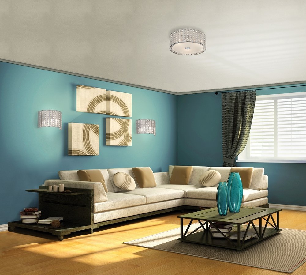 Possini Euro Modern Crystal Ceiling Light Fixture - 15 3/4