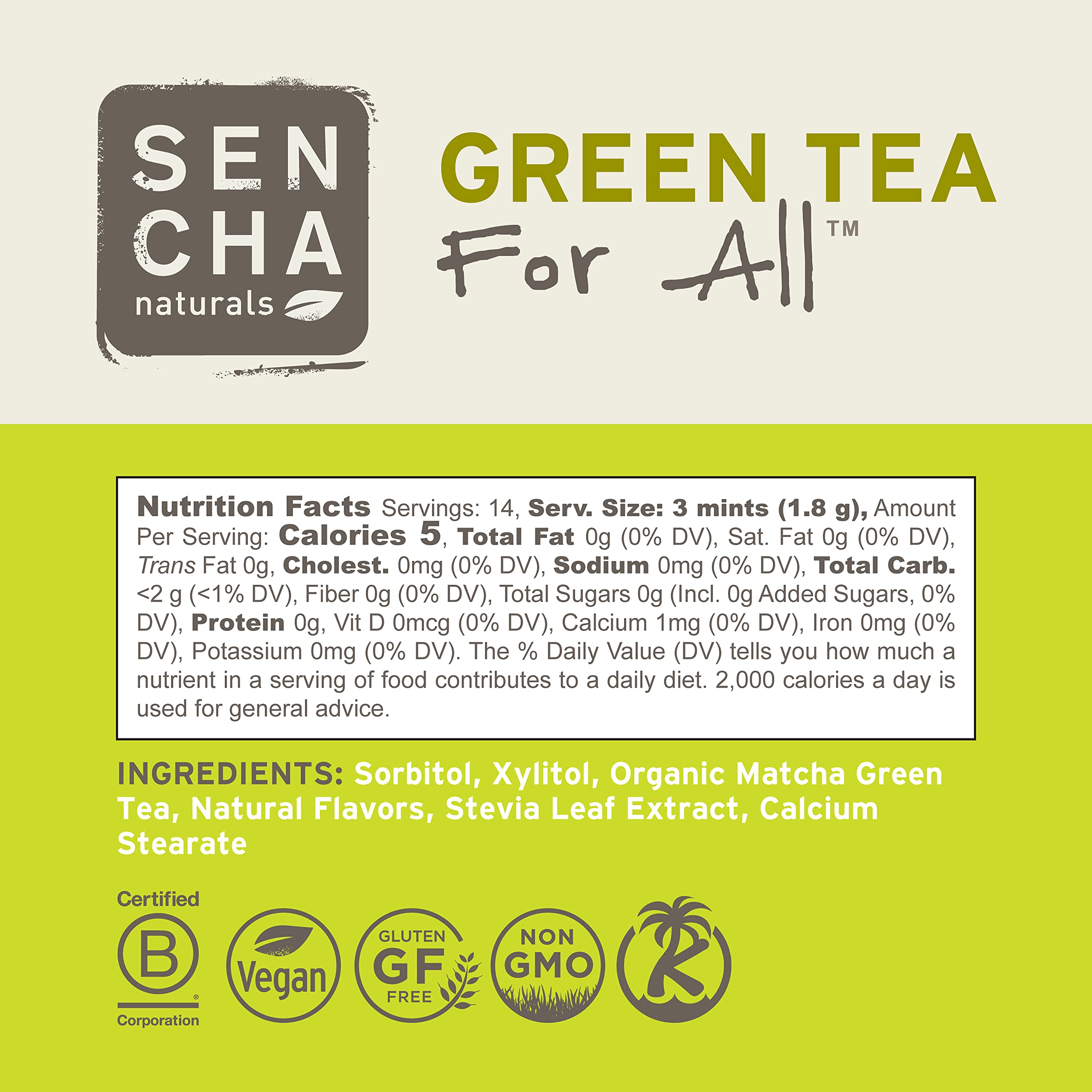 SEN CHA Naturals Green Tea Mints - Tropical Mango Flavor, 1.2 oz (Pack of 6) | Refreshing Breath Mints with Antioxidant Benefits | Perfect for Travel, Office & After Meals