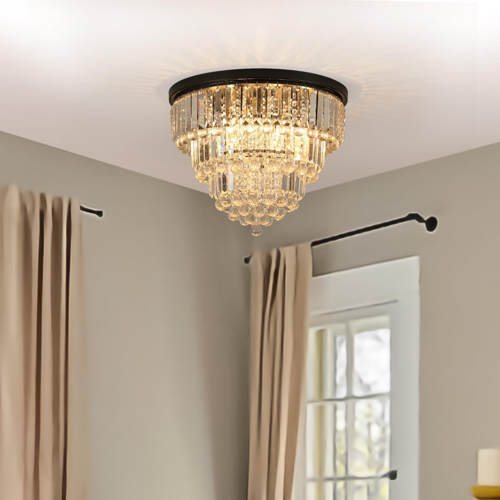 Luxury Modern Black Crystal Chandelier - Large Ceiling Light Fixture for Dining Room, Living Room, Bedroom - Elegant Home Lighting for Parties & Romantic Dinners