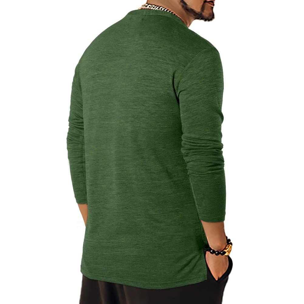 YTD Men's Long & Short Sleeve Henley Shirts - Casual Loose Fit T-Shirts for Beach, Yoga & Everyday Wear | Breathable Cotton Comfort
