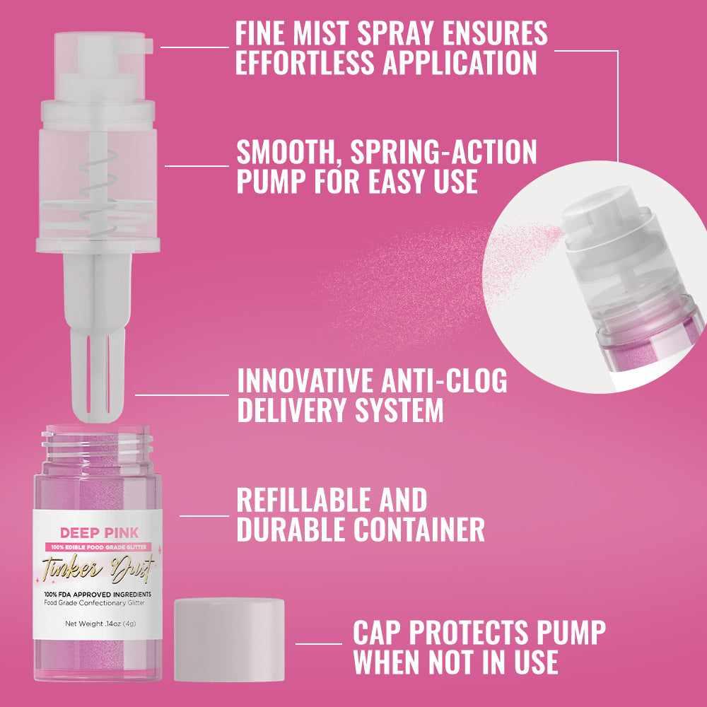 Deep Pink Tinker Dust® Glitter - 4g Spray Pump for DIY Crafts, Nail Art & Party Decor | Wholesale Bulk Glitter for Cosmetics, Scrapbooking & Festival Makeup