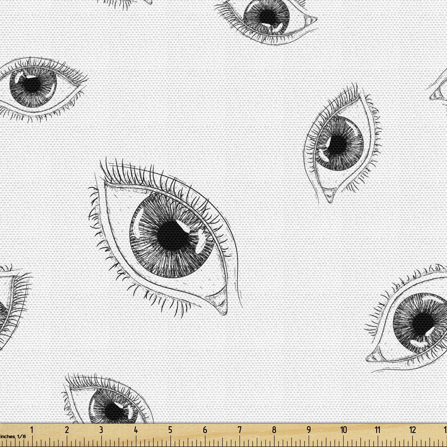 Ambesonne Abstract Art Fabric by The Yard - Woman Eyes Beauty Makeup Vision Graphic Print - 10 Yards Charcoal Grey & White - Upholstery, Curtains, Pillows, DIY Home Decor & Craft Projects