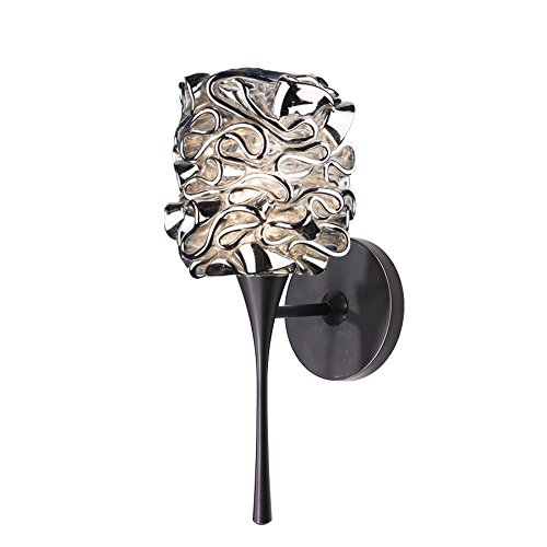 WAC Lighting WS57LED-G544SL/RB LED Wall Sconce Light Fixture - Modern Silver/Rubbed Bronze Finish with Glass Shade - Perfect for Bedroom, Hallway & Entryway Lighting