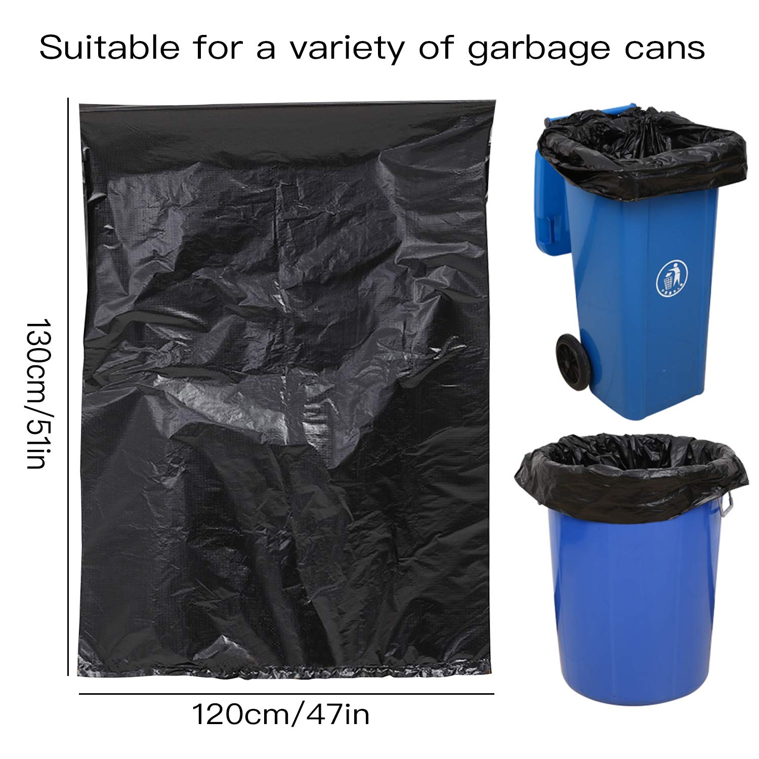 **65 Gallon Heavy Duty Trash Bags - 25 Count Large Black Garbage Can Liners for Indoor & Outdoor Use - Perfect for Kitchens, Offices, and Yard Waste**