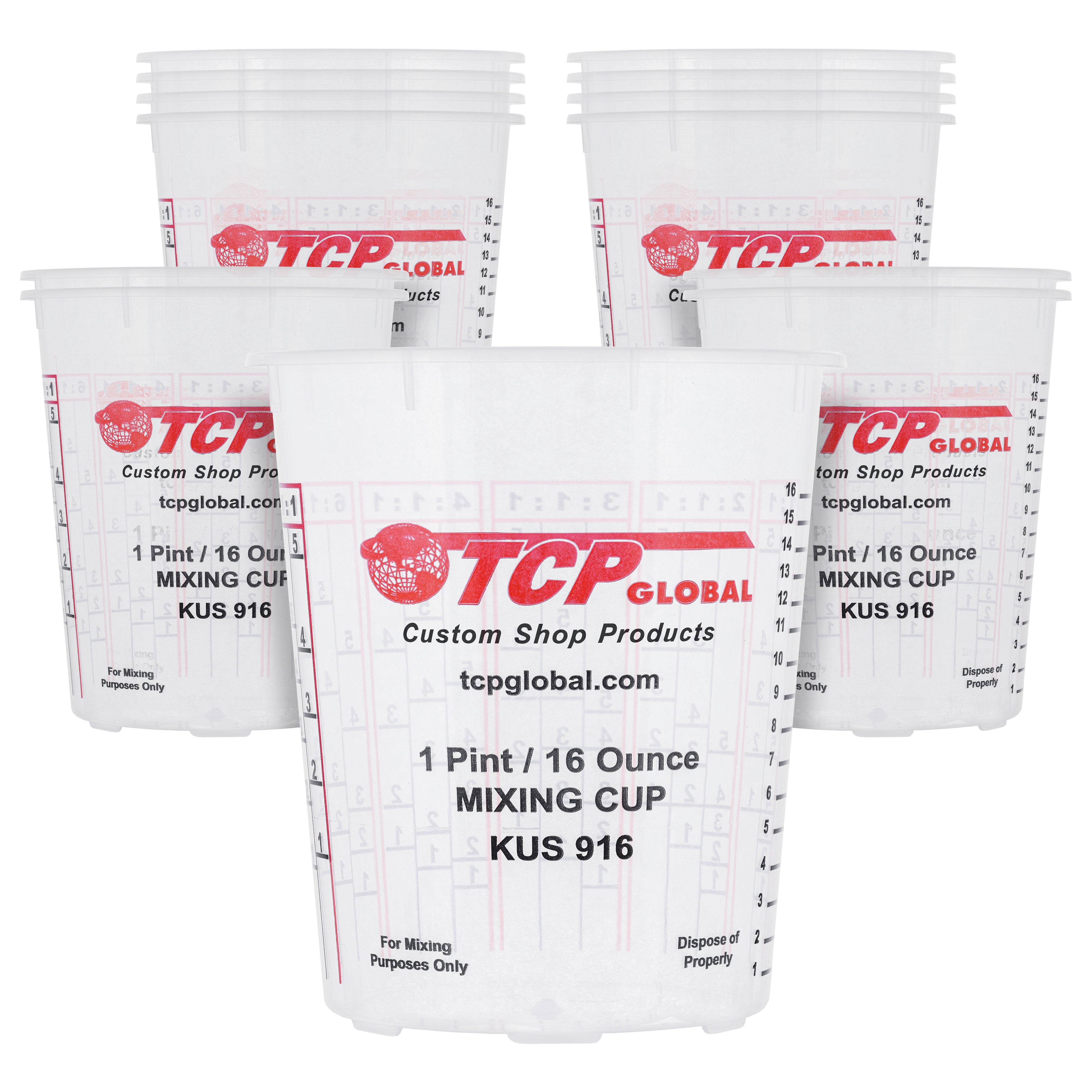 16oz Paint Mixing Cups (12 Pack) - Disposable & Reusable Plastic Measuring Cups for Liquids - Perfect for Automotive Painting, Epoxy Resin, Acrylic Arts & Crafts - Graduated with Mixing Ratios - Ideal for DIY Projects, Home Improvement & Professional Use