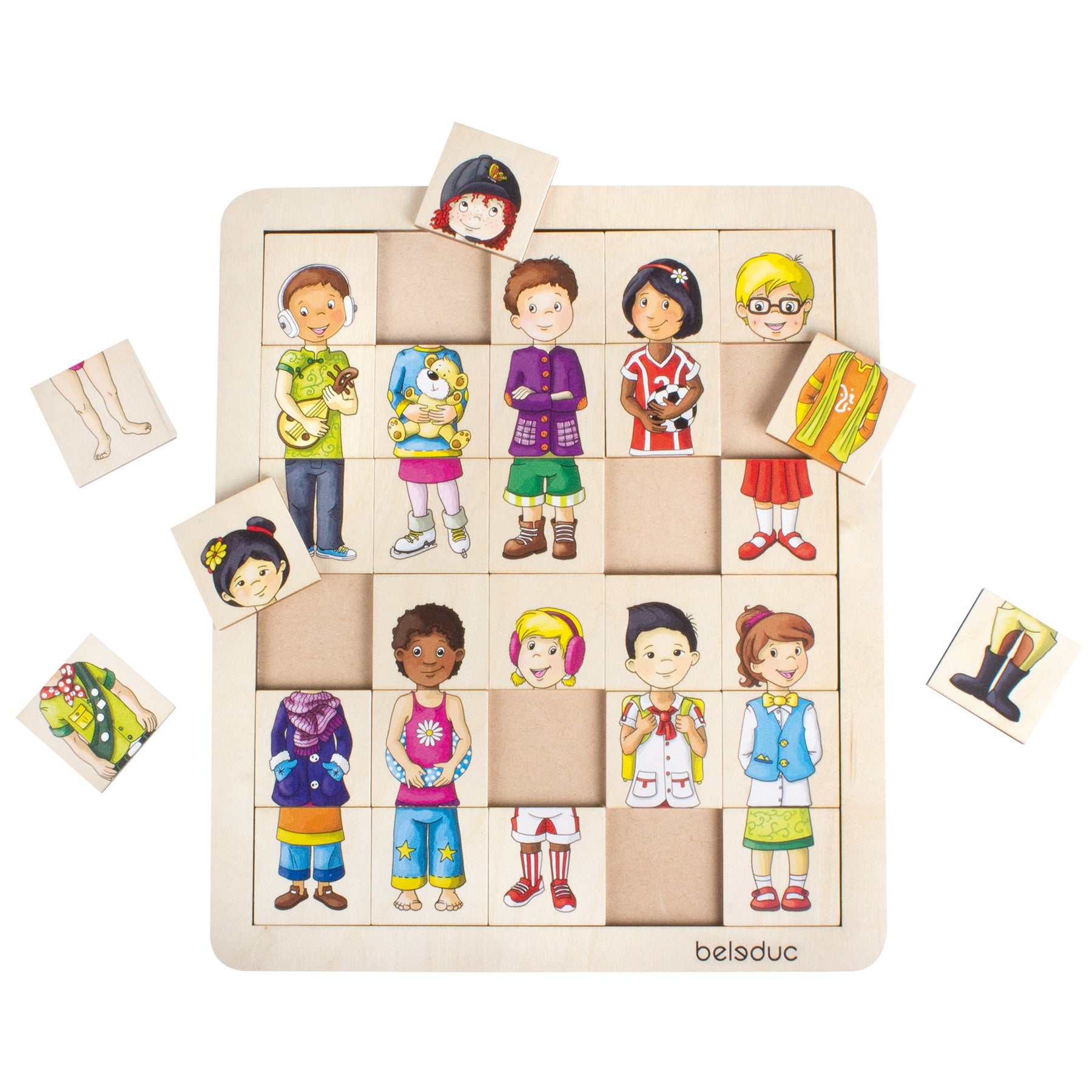 Beleduc Match & Mix Cultural Kids Wooden Puzzle - 30 Piece Educational Toy for Children | Perfect for Learning World Cultures & Developing Fine Motor Skills at Home or School