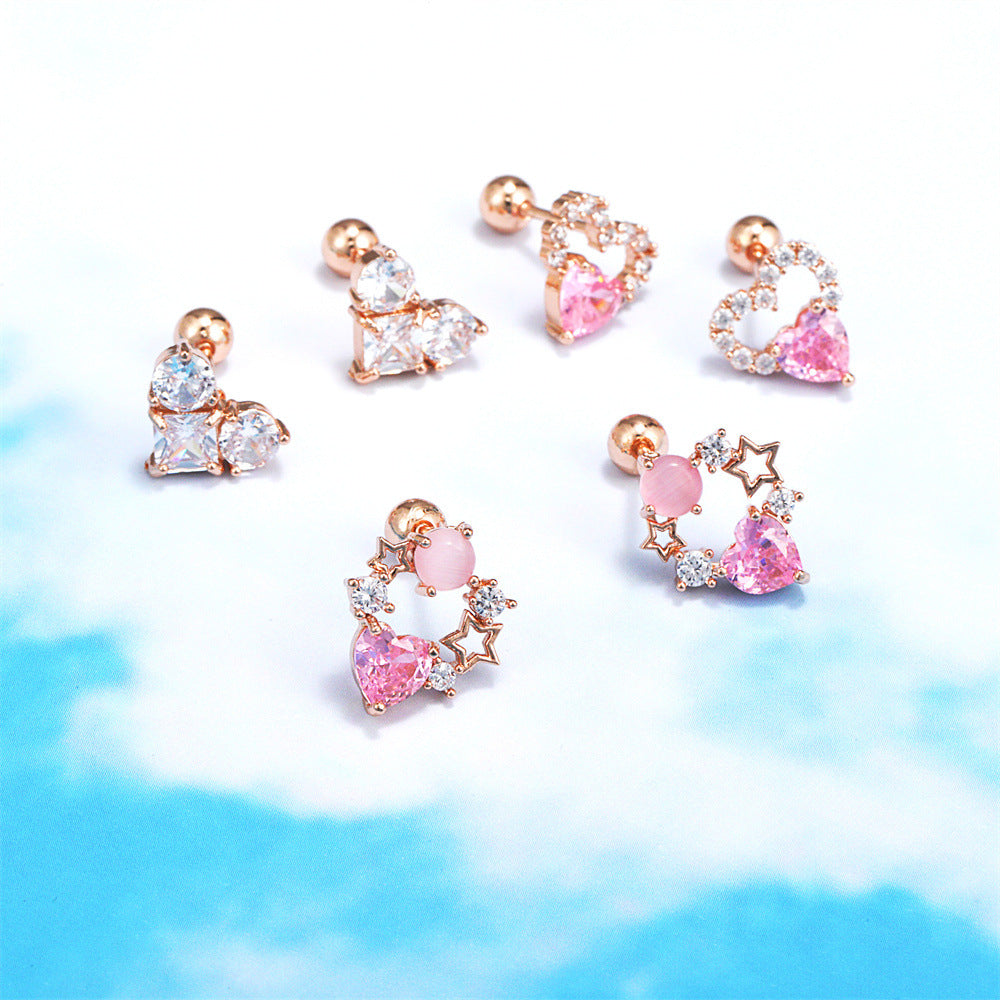 20G Pink Sweet Heart Forward Helix Conch Earrings for Women | Cartilage Hoop Earrings | EGD0433 | Perfect for Daily Wear, Parties & Gifts