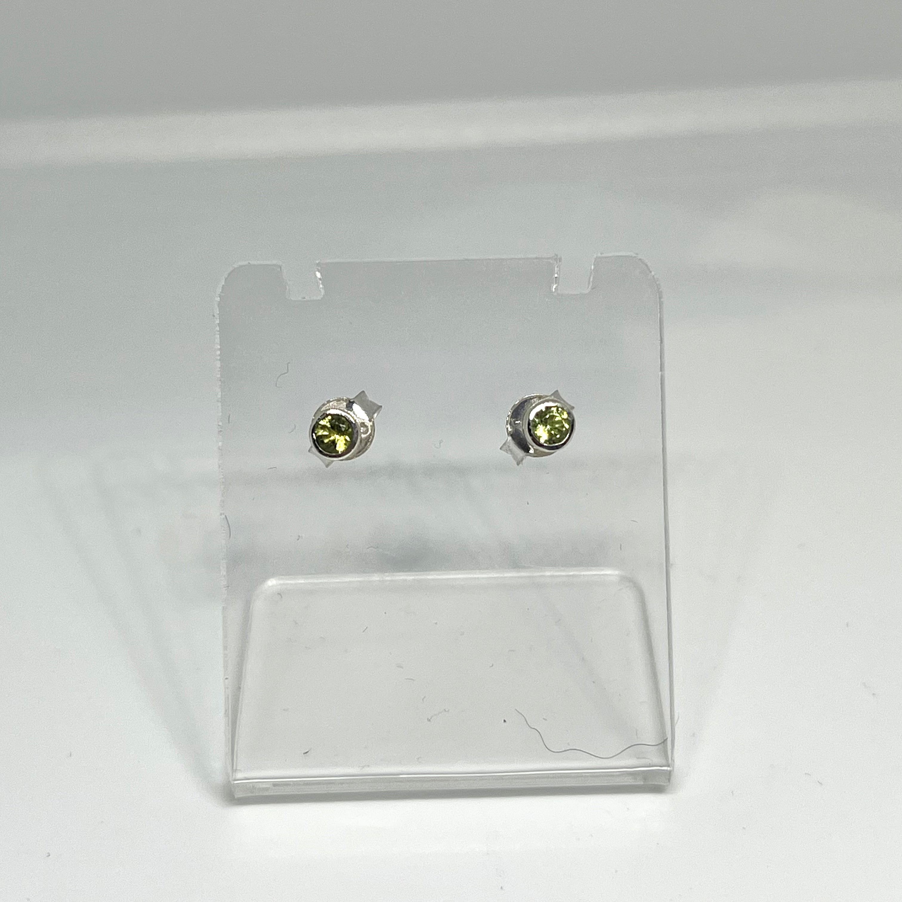 3mm Round Faceted Gemstone Bezel Set Stud Earrings - PSE004 | Elegant Everyday Jewelry for Women, Perfect for Work, Parties & Special Occasions