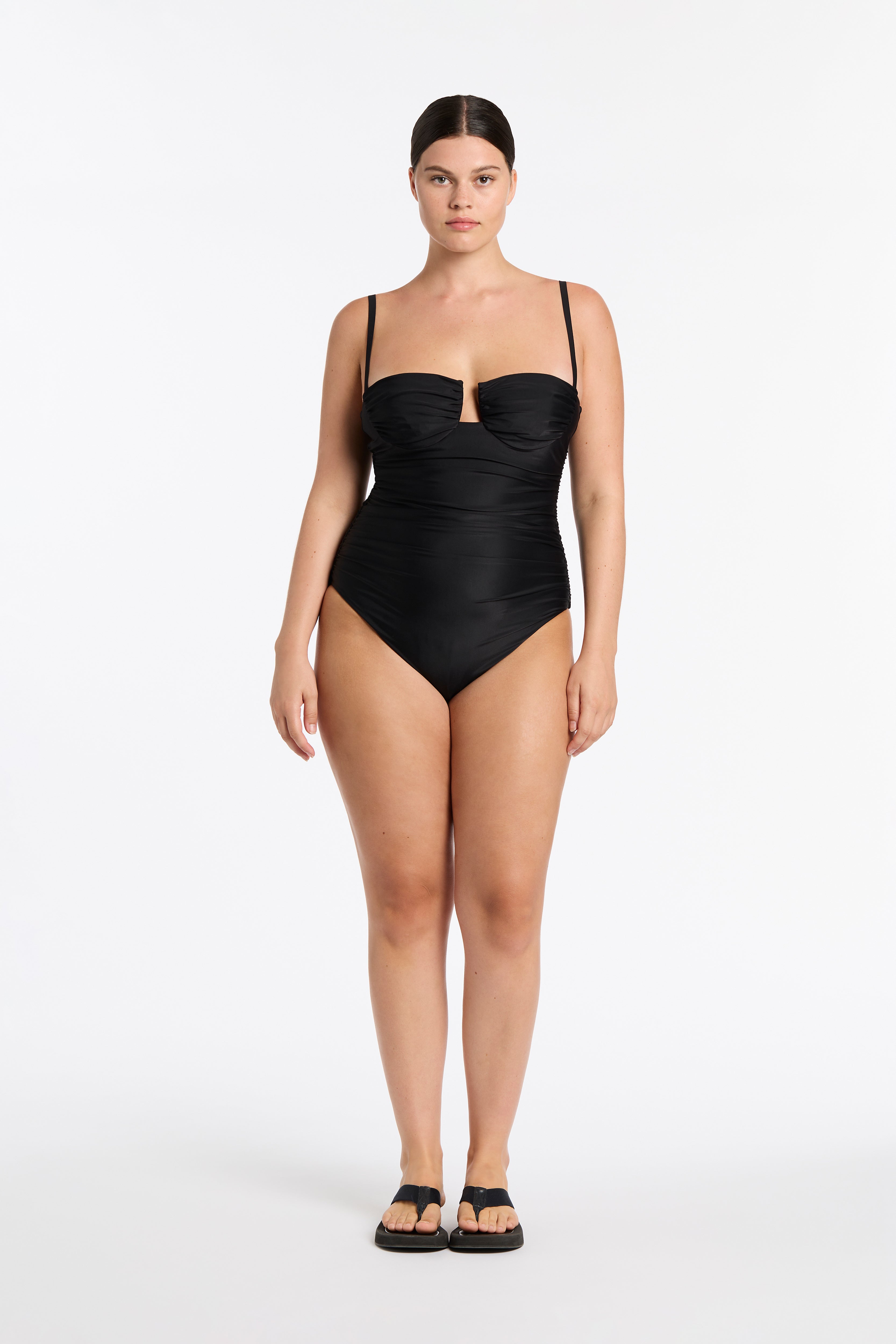Zoya Gathered One Piece Swimsuit - Women's Sexy High Waisted Bathing Suit with Ruffles for Beach, Pool & Vacation