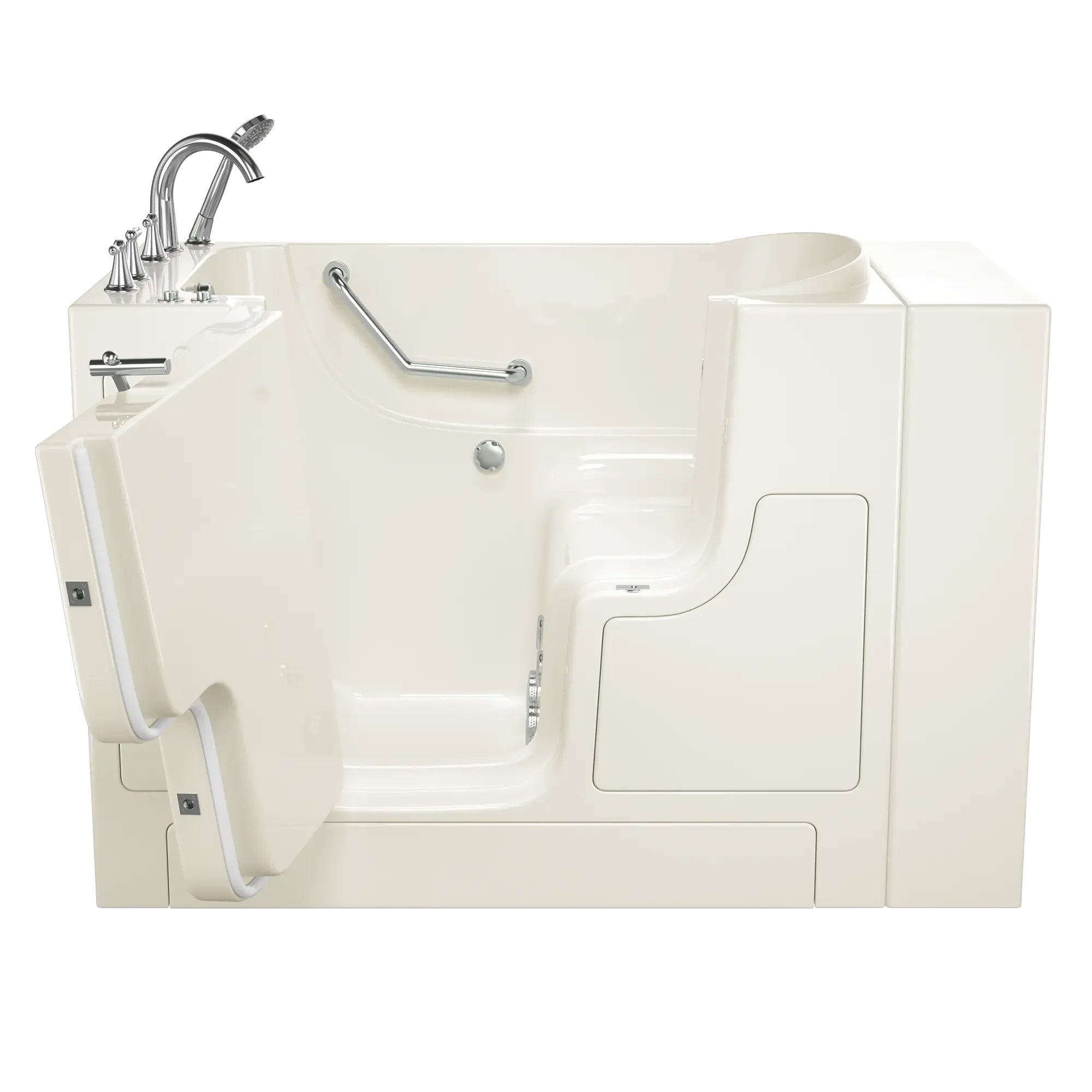30 x 52 Inch Gelcoat Walk-in Bathtub with Whirlpool System - Left Hand Drain & Faucet Included | Ideal for Seniors & Mobility Support | ADA Compliant Bath Tub for Safe Relaxation