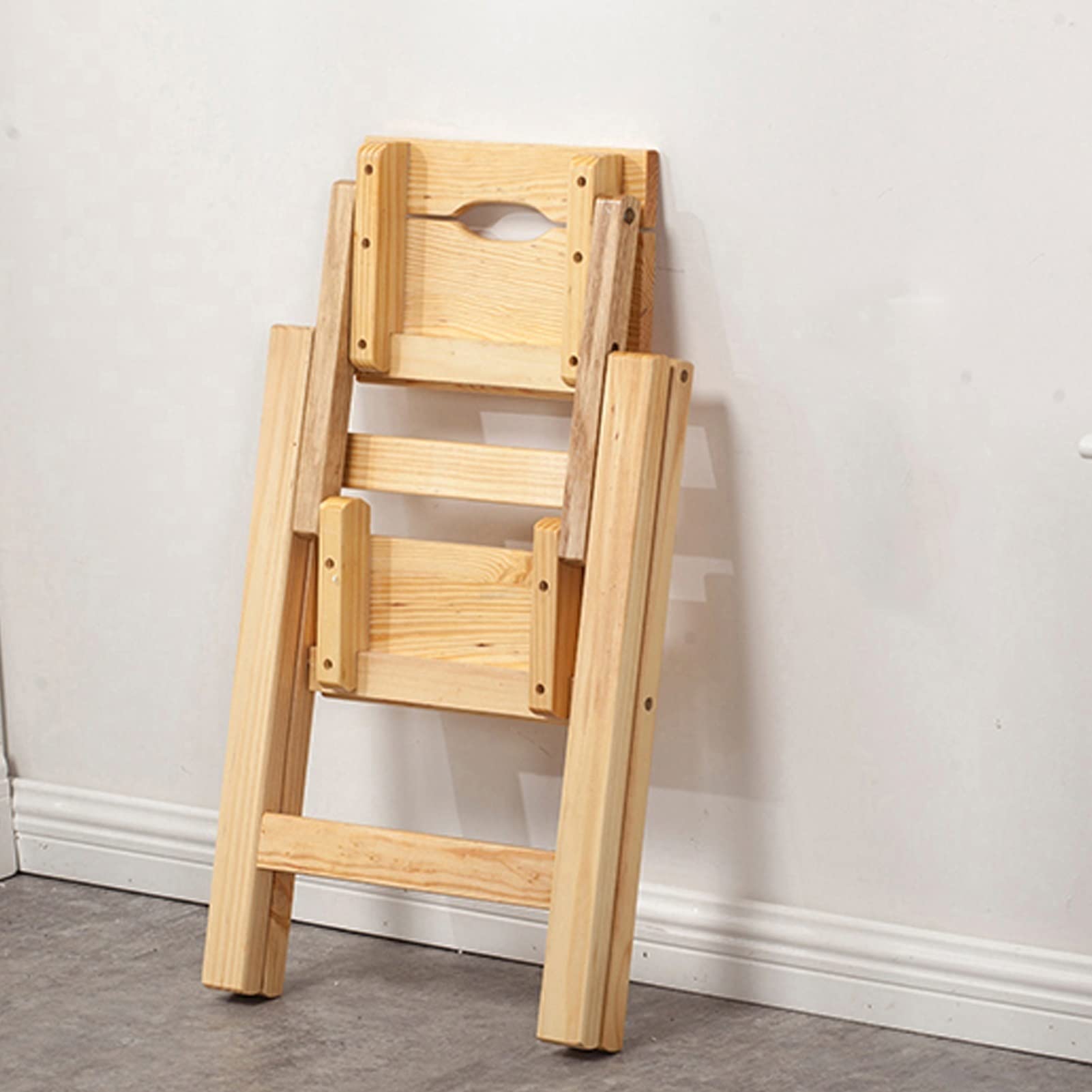 Wooden 2 Step Stool - Foldable Non-Slip Ladder Chair with Compact Design | Perfect as Kitchen Step Stool, Bookshelf, Plant Stand & Dining Chair for Home, Library & Office Use