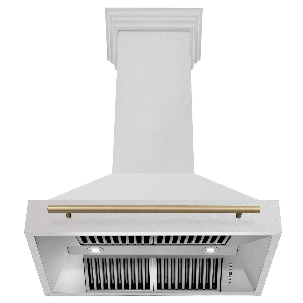 ZLINE Autograph Edition 36 Inch Stainless Steel Wall Mount Range Hood with Matte Black Handle - Professional Kitchen Ventilation for Home Chefs (8654SNZ 36 MB) | Perfect for Modern Kitchens & Open Concept Homes