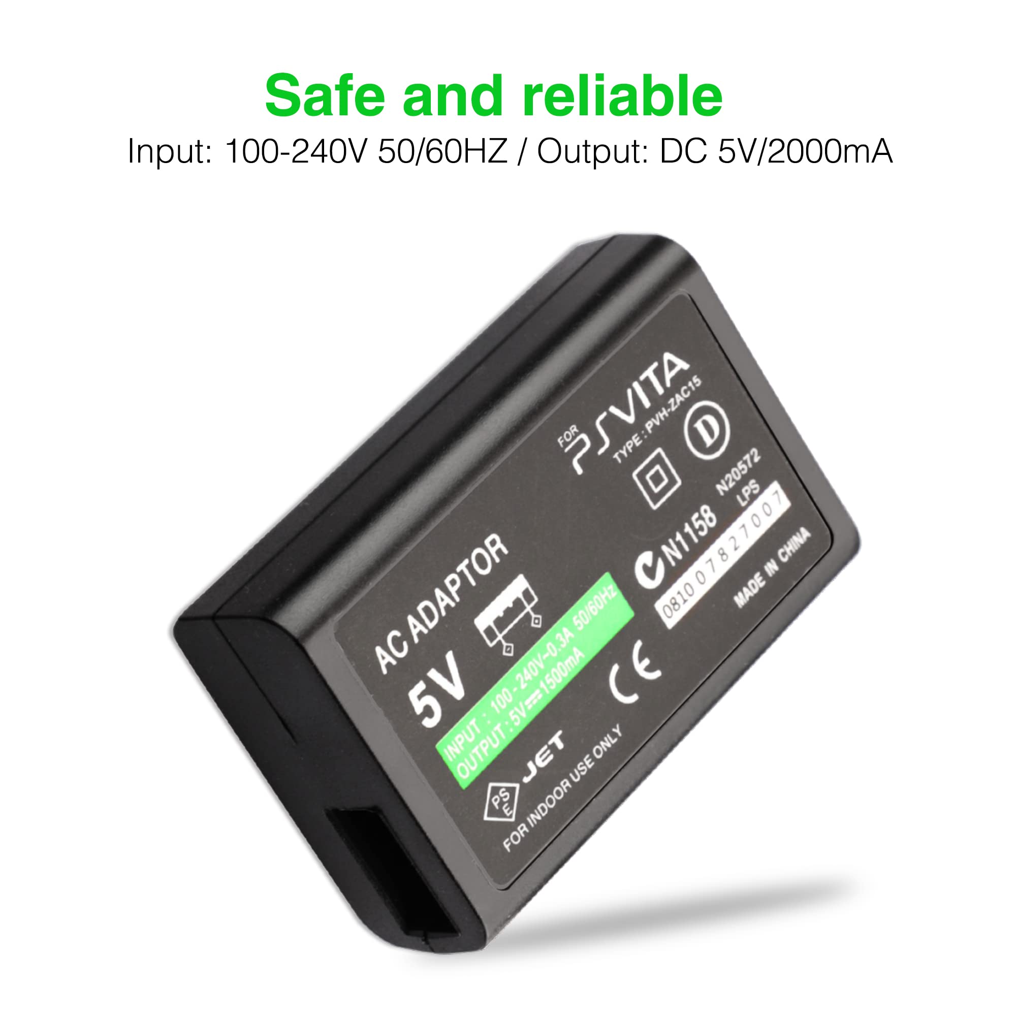 Original PS Vita Charger - AC Adapter Wall Charger Compatible with Sony PlayStation Vita 2000 (PSV 2000 Only) - Fast Charging Power Supply for Gaming On The Go & Home Entertainment