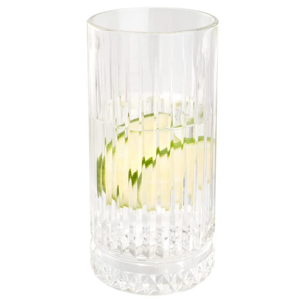Restaurantware Elysia 15 oz Clear Drinking Glasses Set of 12 - Heavy Weighted Base Lead-Free Glass Tumblers for Water, Soda, Juice & Lemonade | Dishwasher Safe Barware for Restaurants, Parties & Home Use