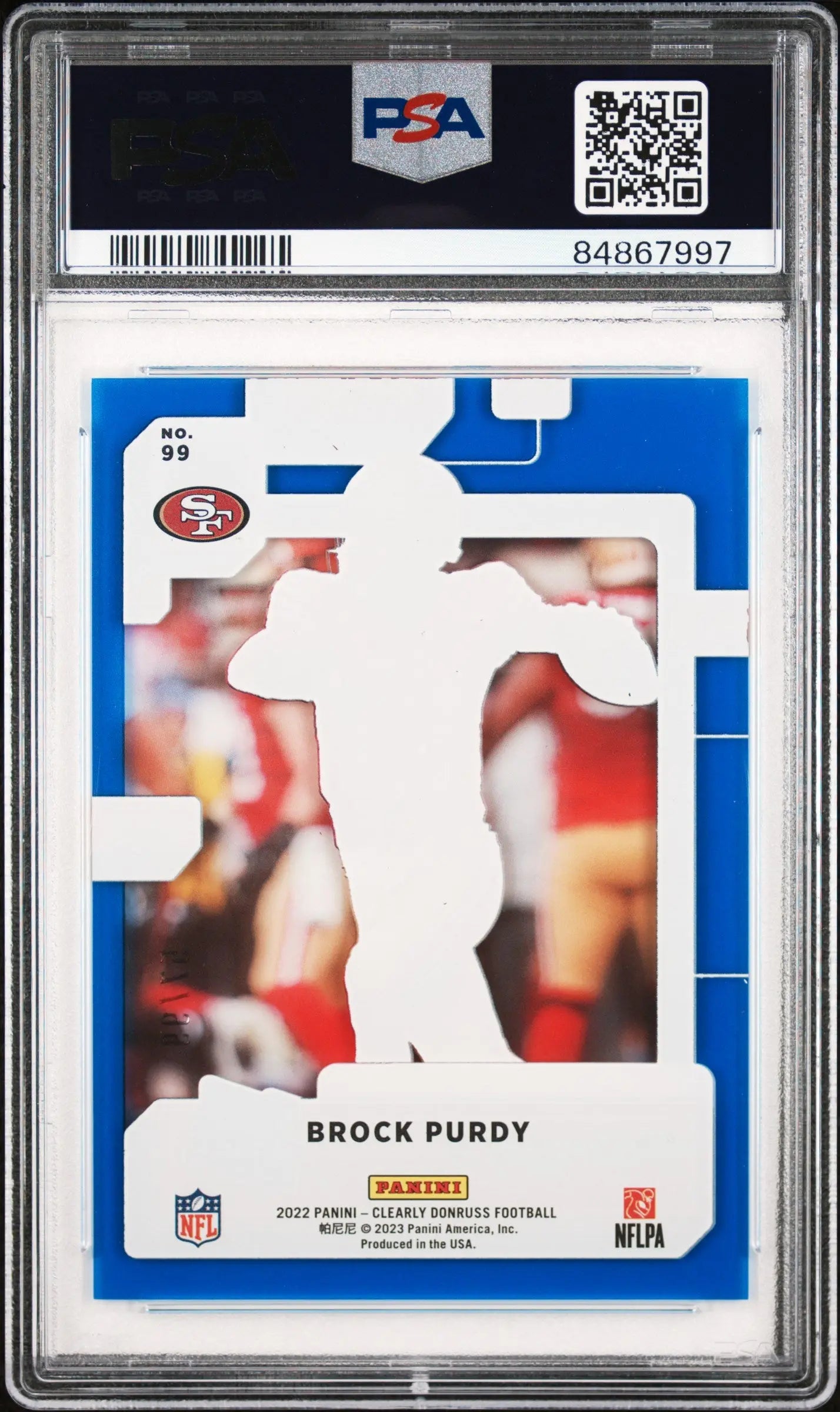 2022 Panini Clearly Donruss Brock Purdy Rated Rookie Blue PSA 9 /99 #99 - Football Trading Card for Collectors & Sports Fans - Perfect for Display, Investment & Memorabilia Collections