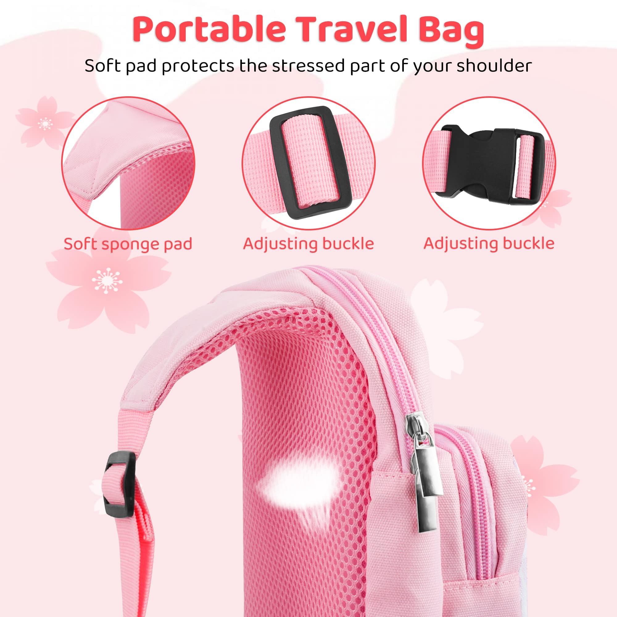 Pink Travel Bag for Nintendo Switch/Lite/OLED - Large Capacity Portable Carrying Case with 12 Game Slots & Thumb Grip Caps - Sakura Design - Perfect for Gaming On The Go, Travel, and Accessories Storage