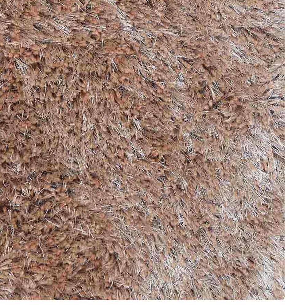 Eco-Friendly Hand Tufted Shag Polyester Area Rug - 8'x8' Square Beige Solid Plain High Pile Thick Non-Slip Rug for Living Room & Bedroom | Soft Plush Carpet for Cozy Home Decor & Family Gathering Spaces