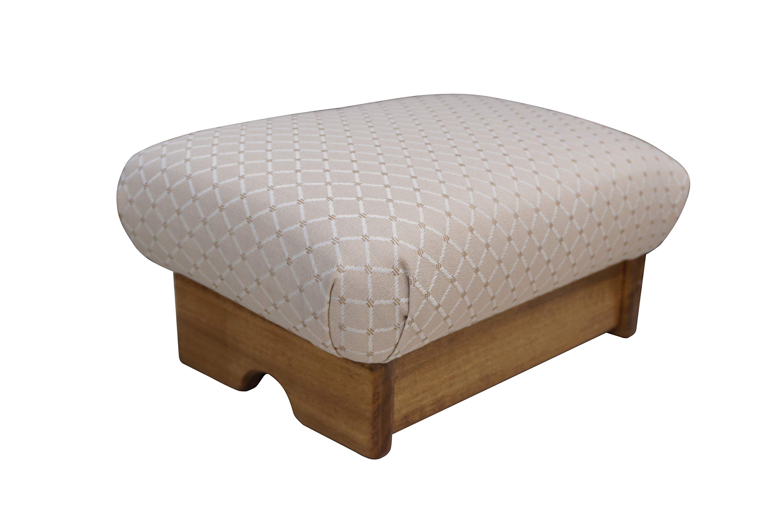Premium Padded Foot Stool with Winter Field Fabric - Maple Stain Finish - Handcrafted in USA | Ergonomic Support for Living Room, Office & Bedroom Comfort