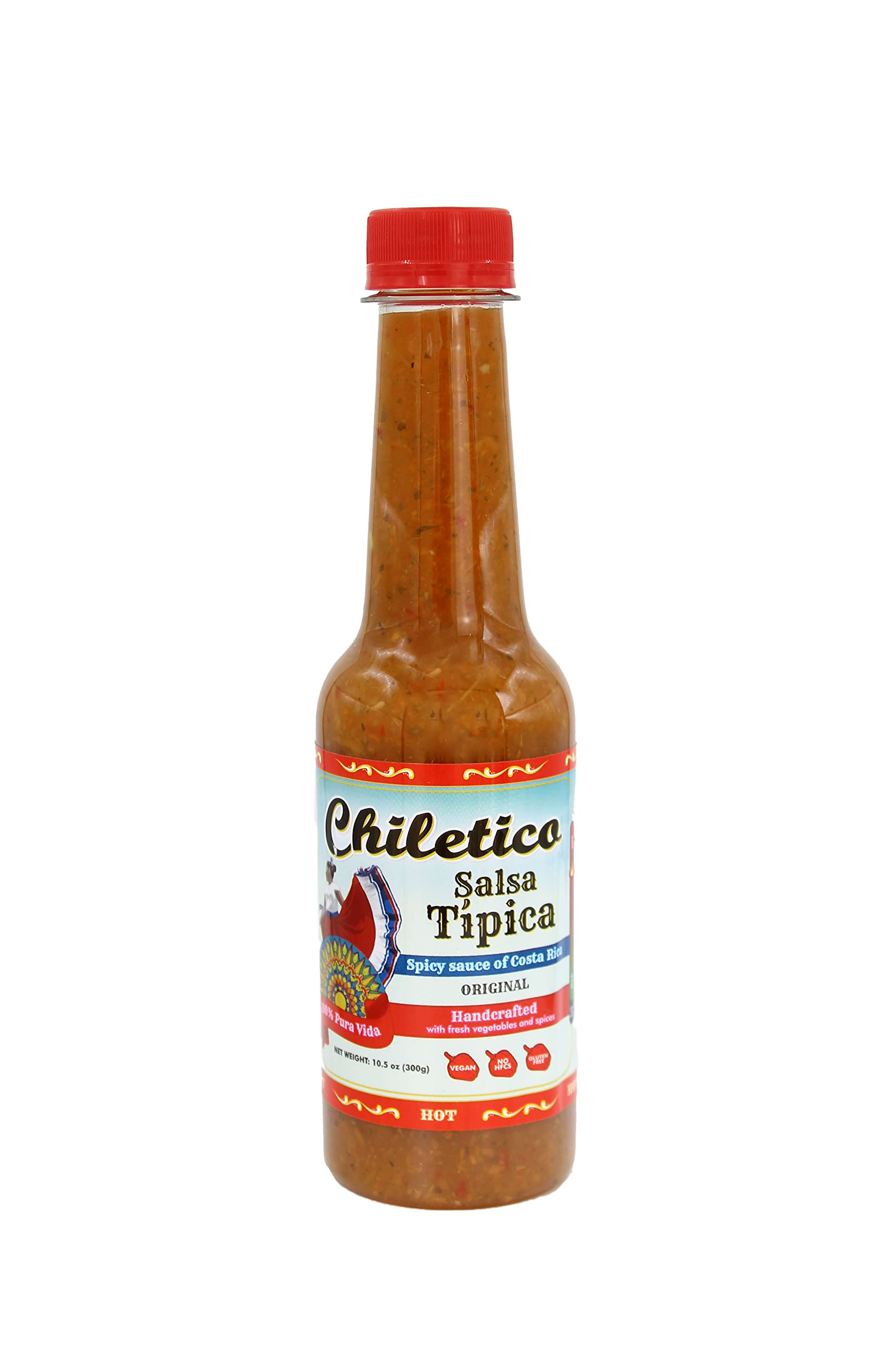 Chiletico Costa Rican Traditional Hot Sauce - 10.5 fl oz Bottle | Authentic Spicy Condiment for Tacos, Burritos, Grilled Meats & Latin Cuisine