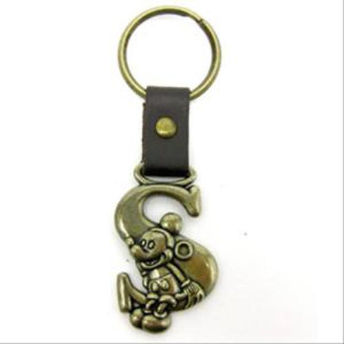 Disney Mickey Mouse Brass Letter S Keychain - Durable & Stylish Key Ring for Disney Fans, Perfect for Gifts, Keychains Collection, and Everyday Use