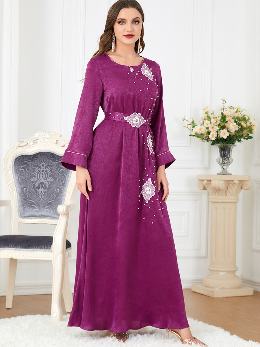 Criselda Women's Magenta Velvet Maxi Dress - Elegant Long Sleeve Formal Gown for Evening Parties, Weddings & Special Occasions