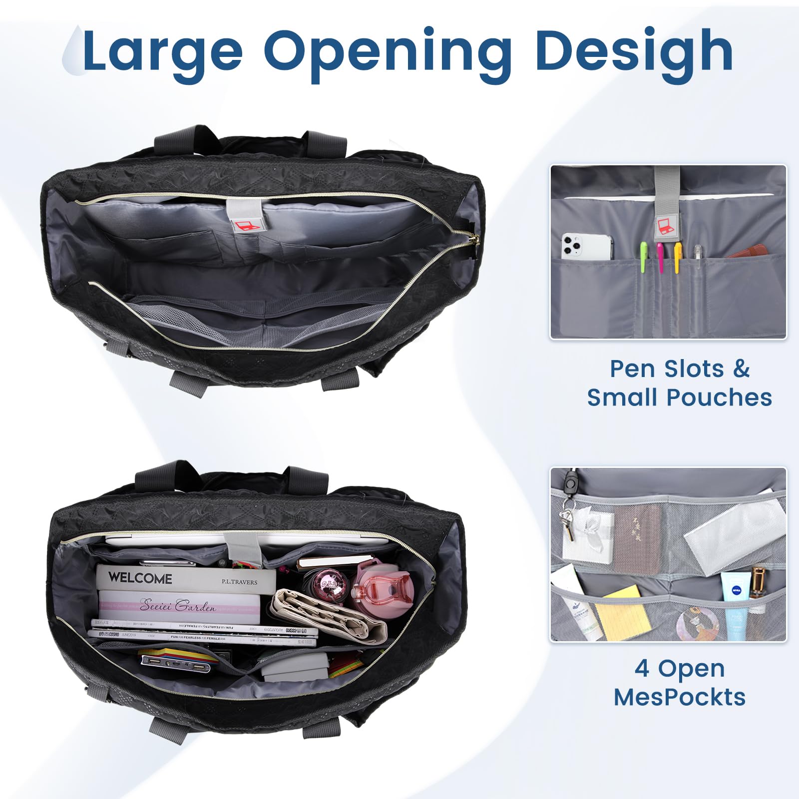 Stylish Large Waterproof Tote Bag for Women - 15.6