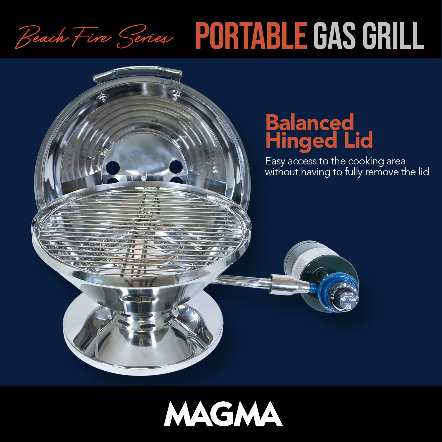 MAGMA C10-105 Portable Gas Grill - 15 Inch Tabletop Beach Fire Grill with Stand | Perfect for Camping, Picnics & Outdoor BBQs